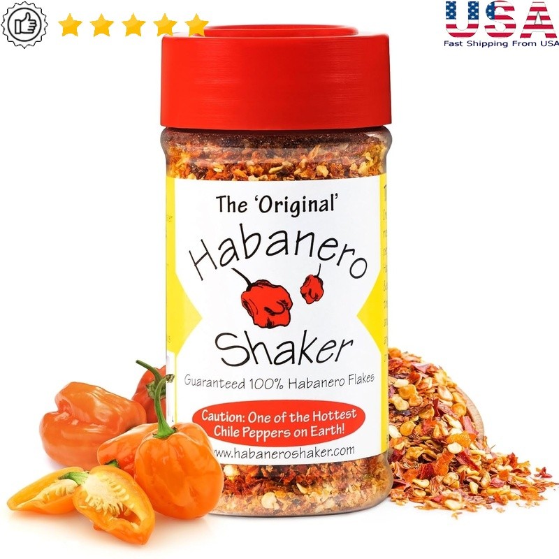 Habanero Pepper Flakes Spicy Seasoning Shaker Gluten Free No Additives 1.5oz New