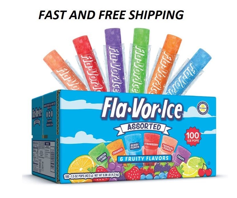 Fla-Vor-Ice Assorted Gluten-Free Freezer Fruit Ice Pops, 1.5 oz, 100 Count