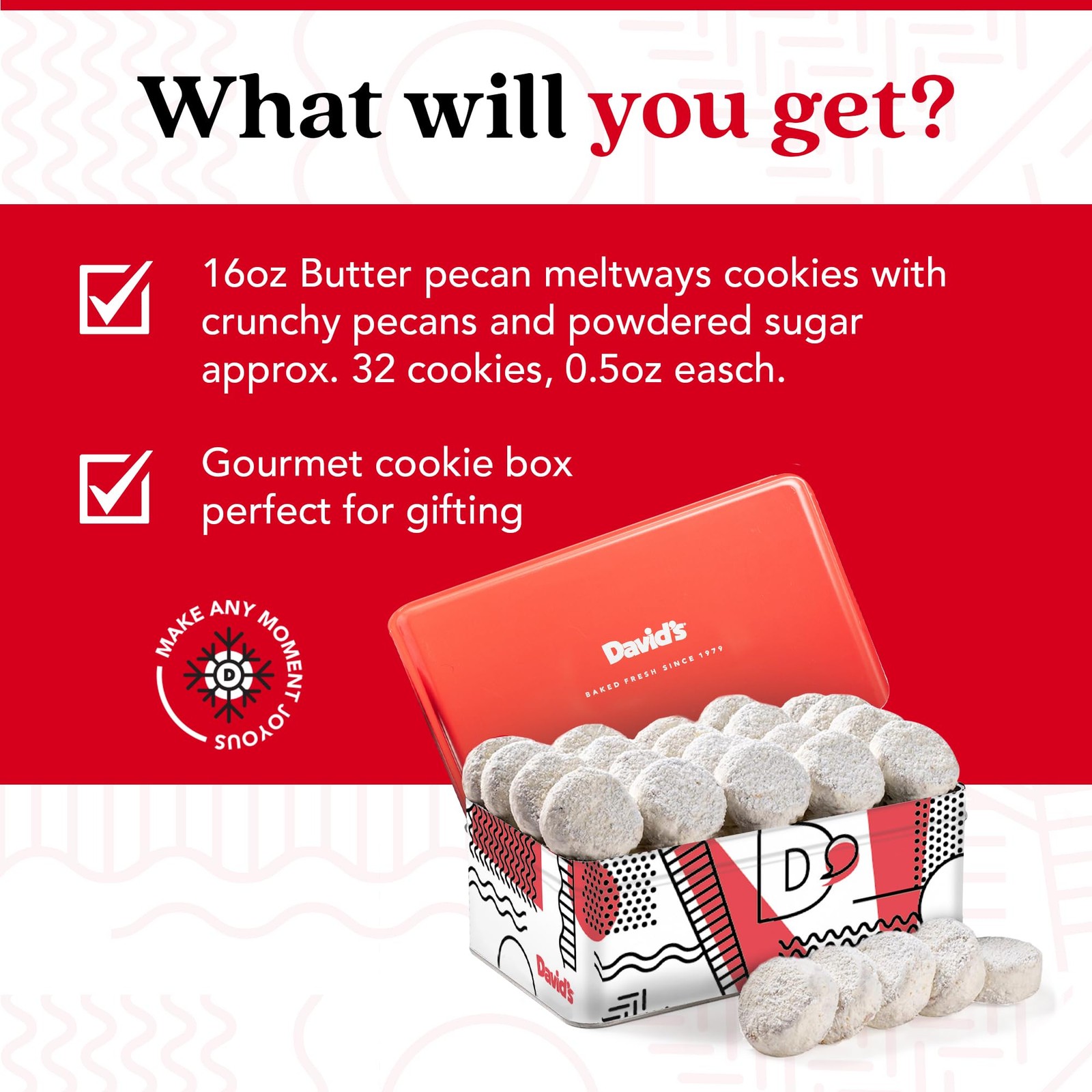 David’s Cookies Butter Pecan Meltaways Sweet Sampler Tin Butter Cookies with…