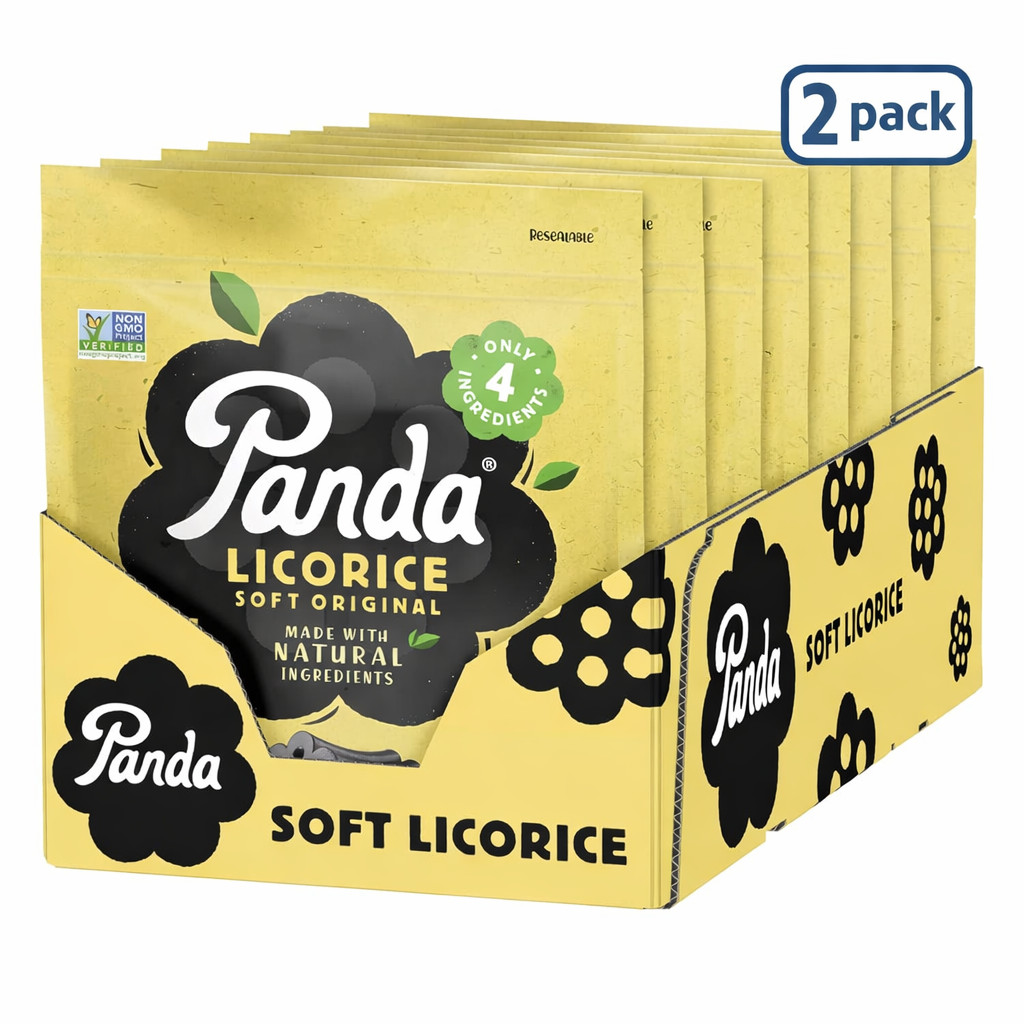2 PACK of Panda Soft Black Licorice Natural Original – 16 Bags Total