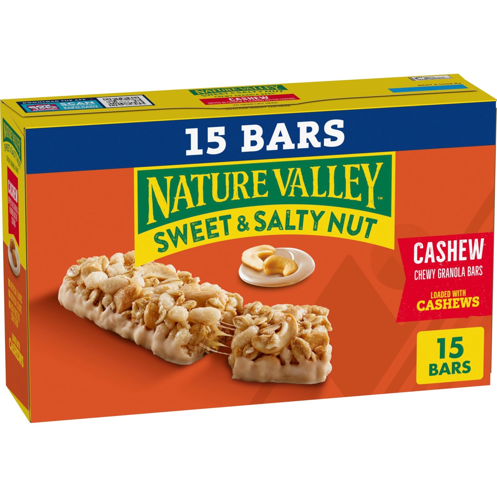 Nature Valley Sweet and Salty Nut Granola Bars, Cashew, 15 Count (Pack of 1)