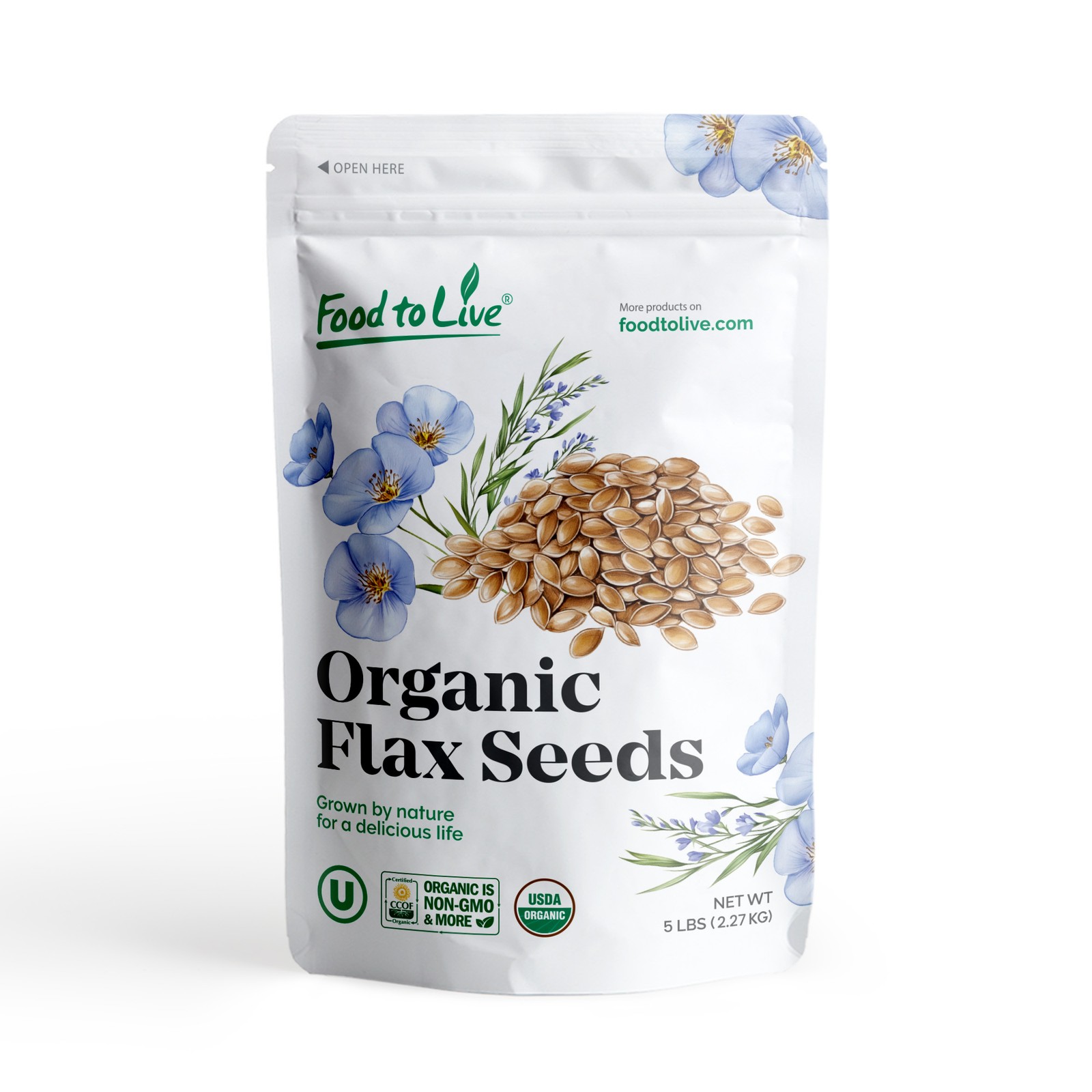 Organic Whole Golden Flax Seeds – Non-GMO, Kosher, Raw, Vegan – by Food To Live