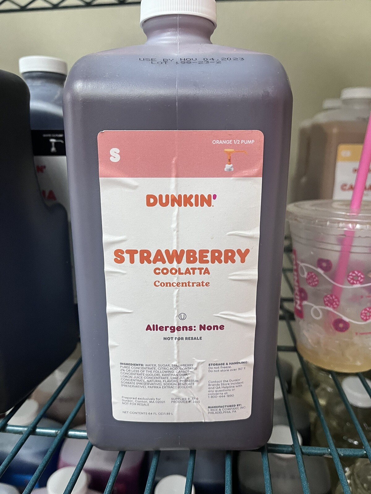 Dunkin Donuts Strawberry Coolatta Syrup with pump
