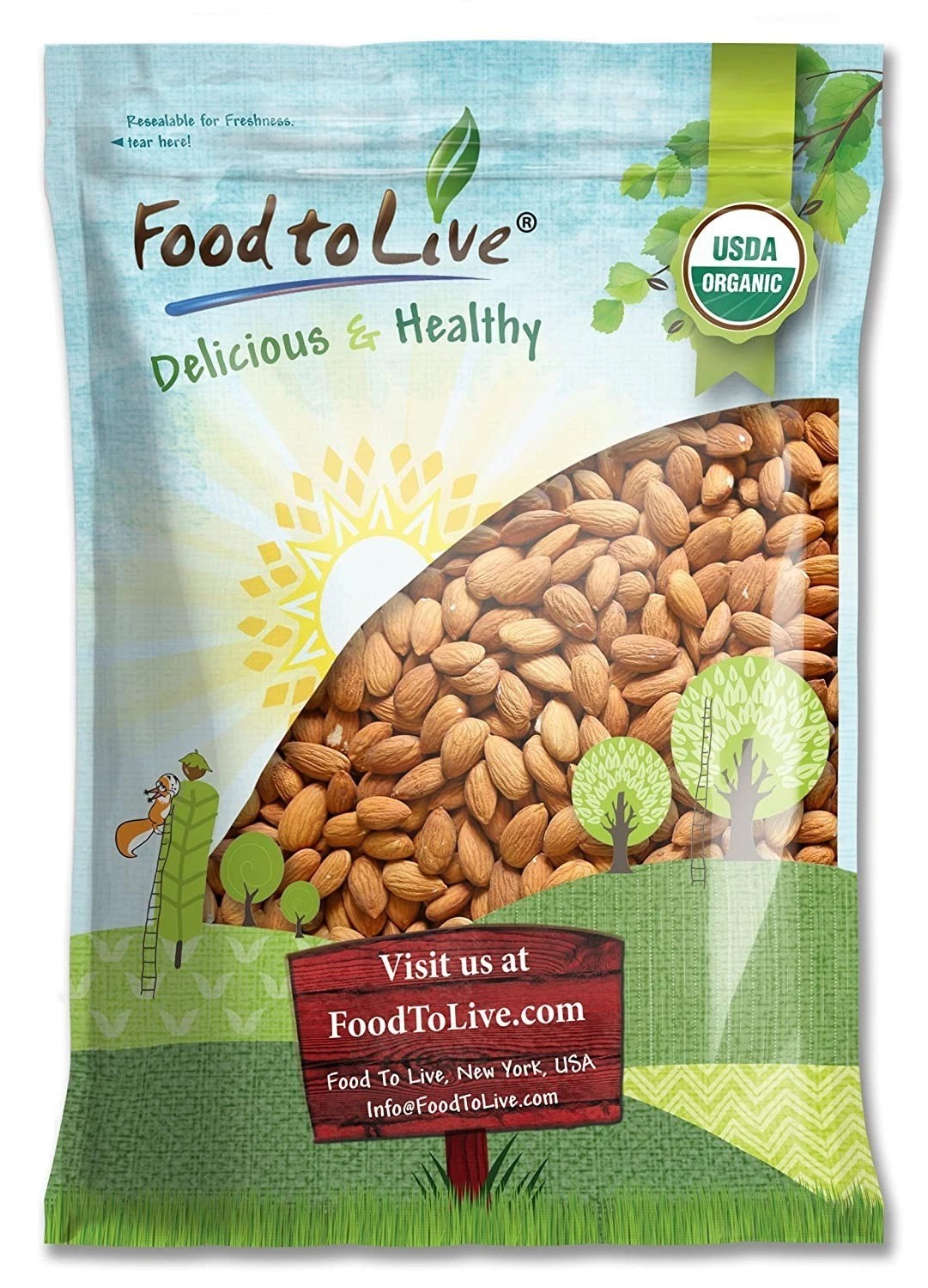 Organic Italian Raw Almonds — Non-GMO, Kosher, Raw, Vegan — by Food to Live