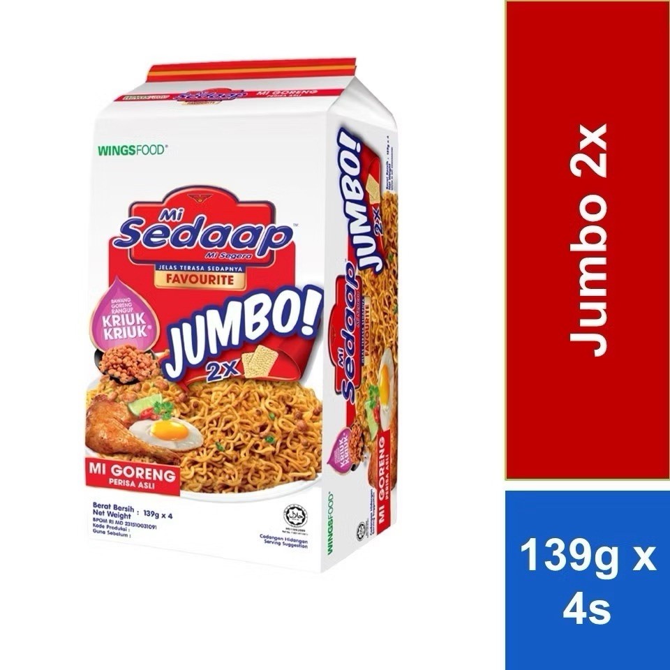 ￼MI SEDAAP� Goreng Asli Jumbo 139g x 4 Packs (Halal)
