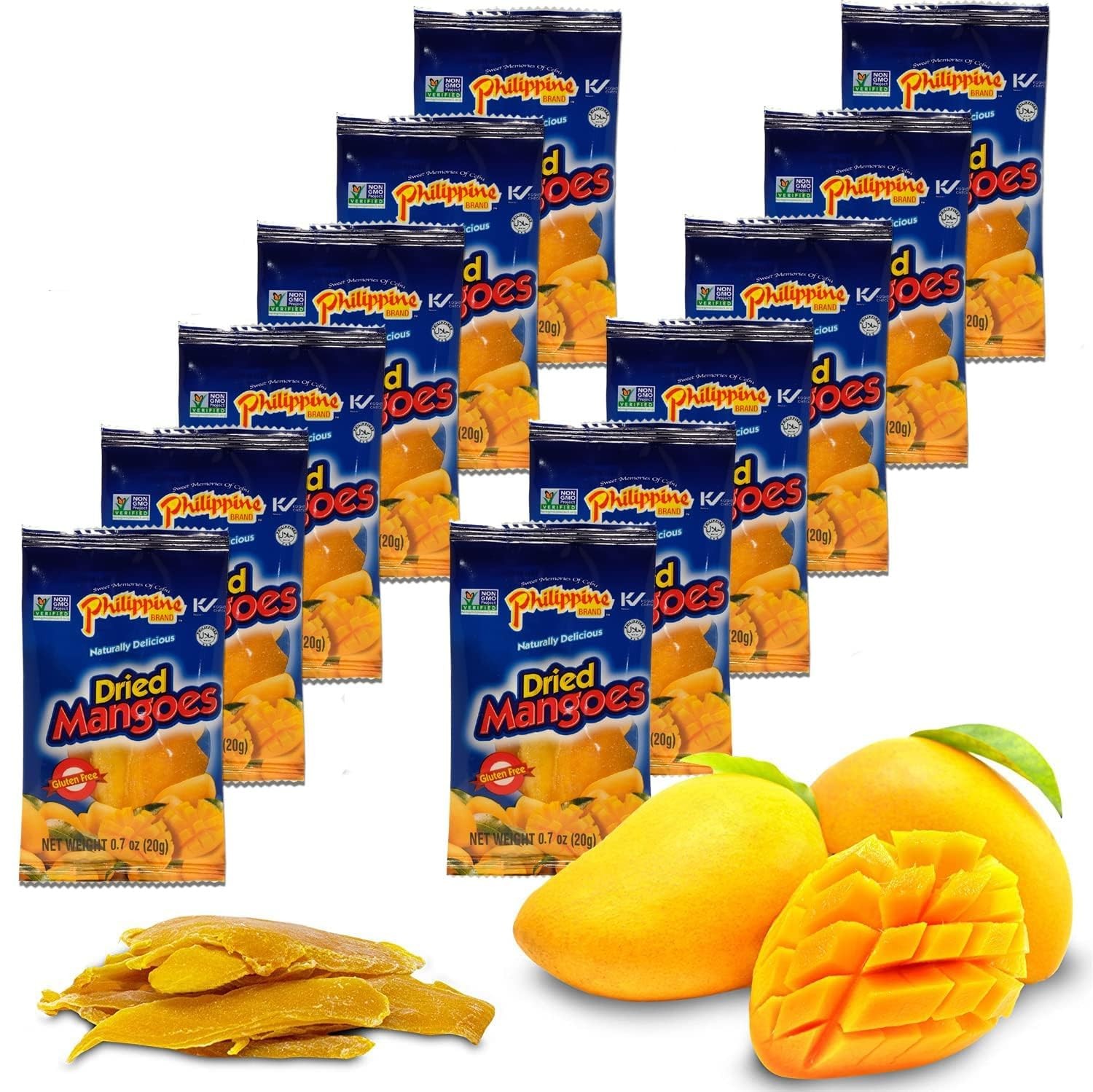 Philippine Brand Dried Mangoes Fruit Snacks- All 0.7 Ounce (Pack of 12)