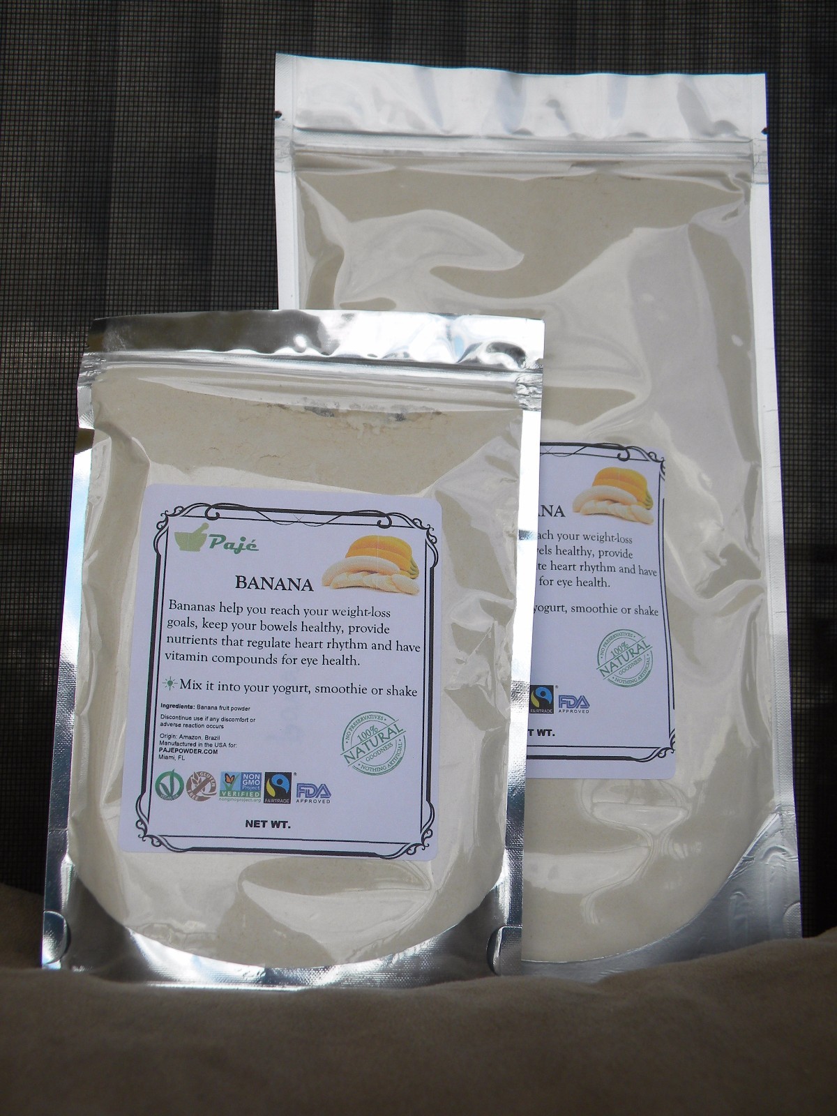 BANANA powder 16oz – 1lb , SE Brazil origin potassium, gluten free, nonGMO PAJE