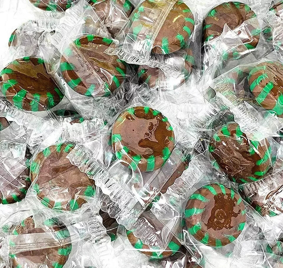 Chocolate Mint Starlight | Clear Wrap Bulk Hard Candy | 1 Pound