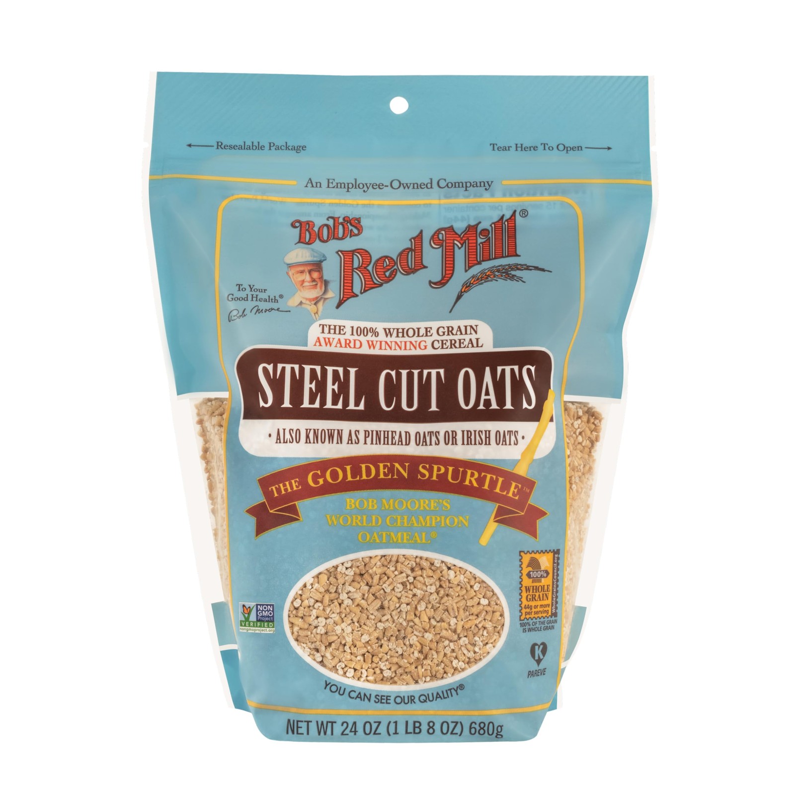 Steel Cut Oats, 24oz (Pack of 4) – Non GMO, Whole Grain, Vegan, Kosher