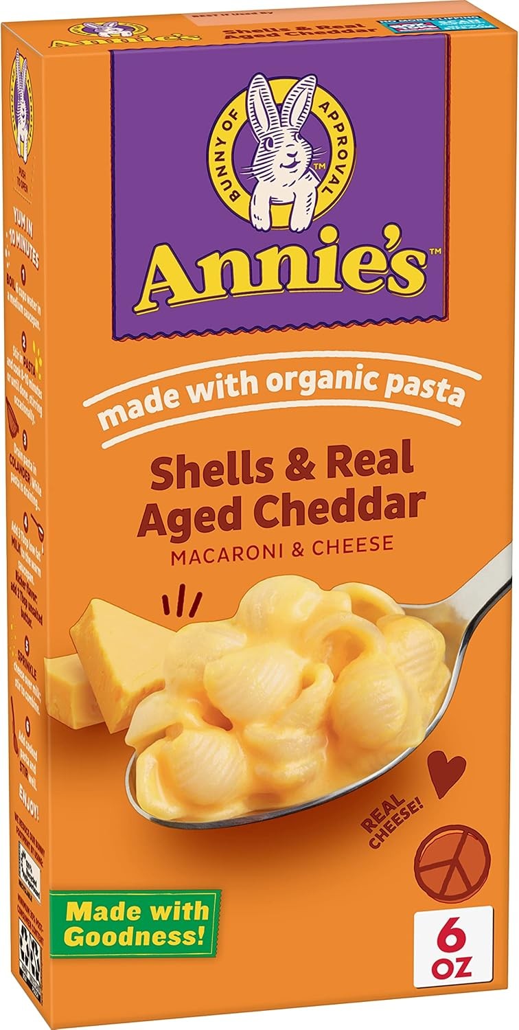 Annie’s Shells and Real Aged Cheddar, Made with Organic Pasta and Real Cheese, 6