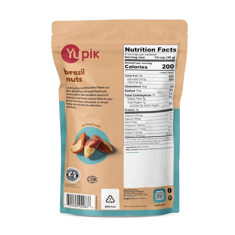Yupik Raw Brazil Nuts, 8 Oz, Gluten-Free, Kosher, Shelled, Unsalted, Unroasted,