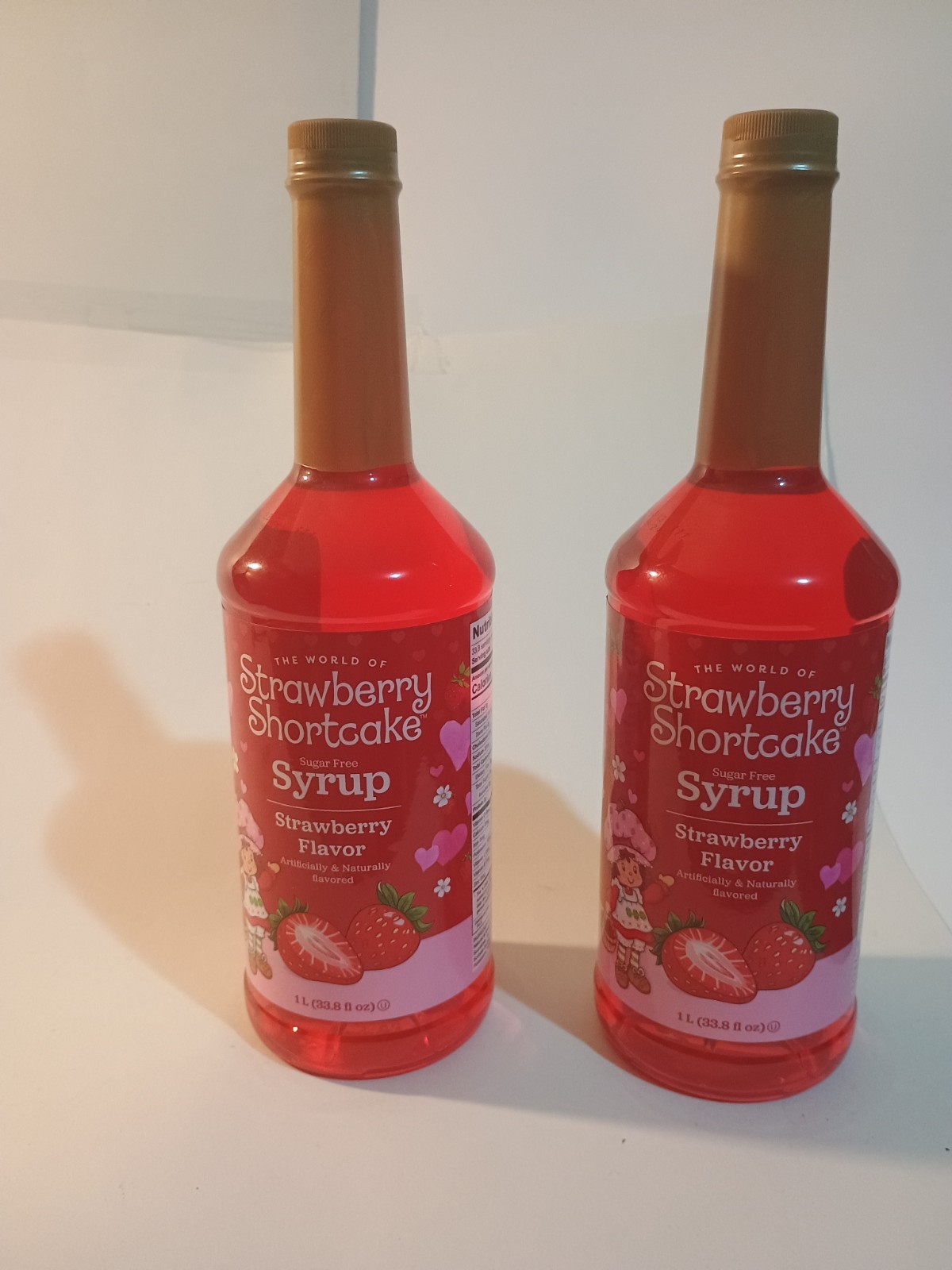 Sugar Free Strawberry Syrup 2 Pack 1L Bottles Dessert Topping Coffee Flavor