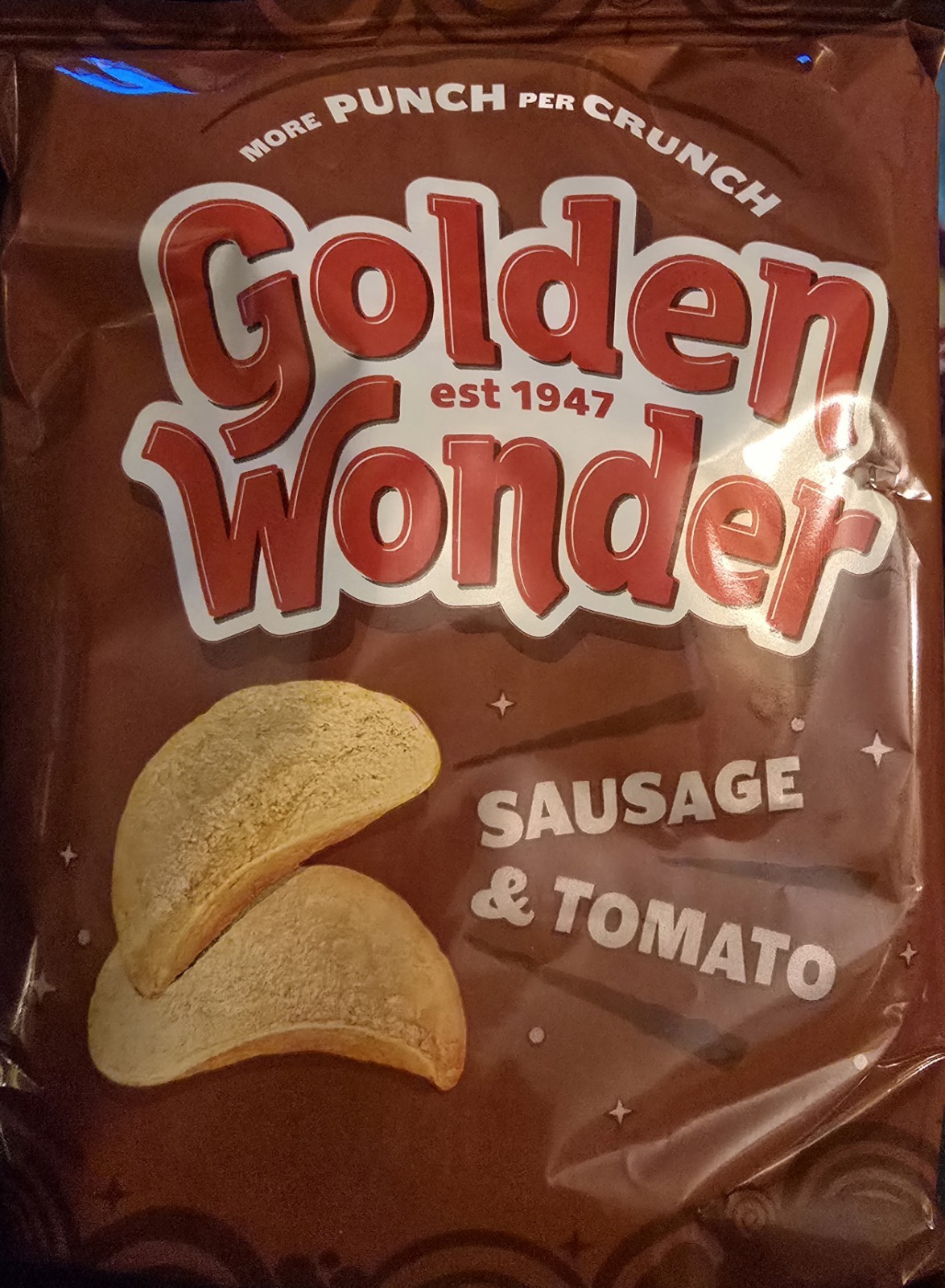 Golden Wonder Sausage & Tomato Potato Crisps 32.5 Grams Made In The UK
