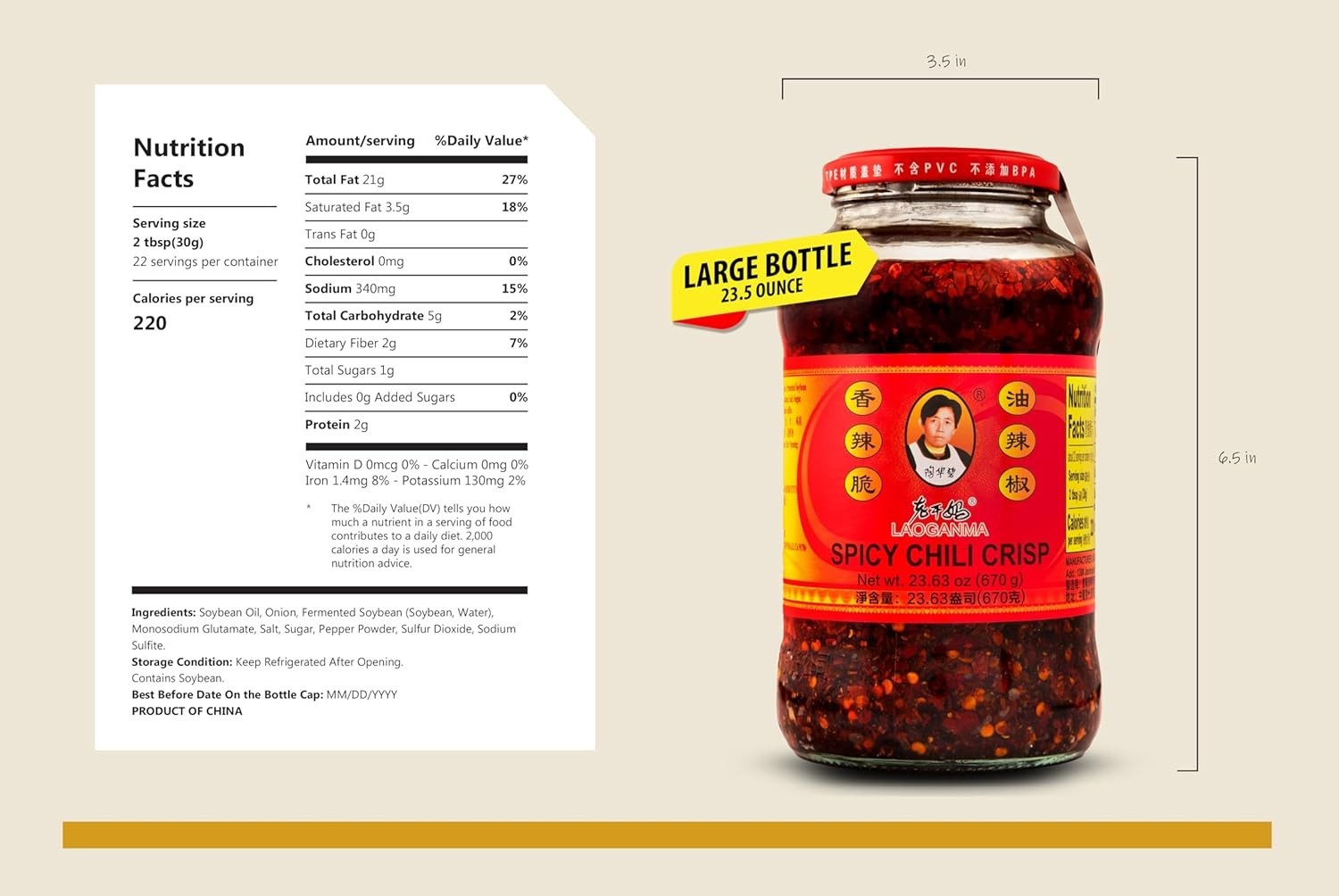 23.63 oz Spicy Chili Oil – Authentic Crunchy Sauce for Culinary Delights