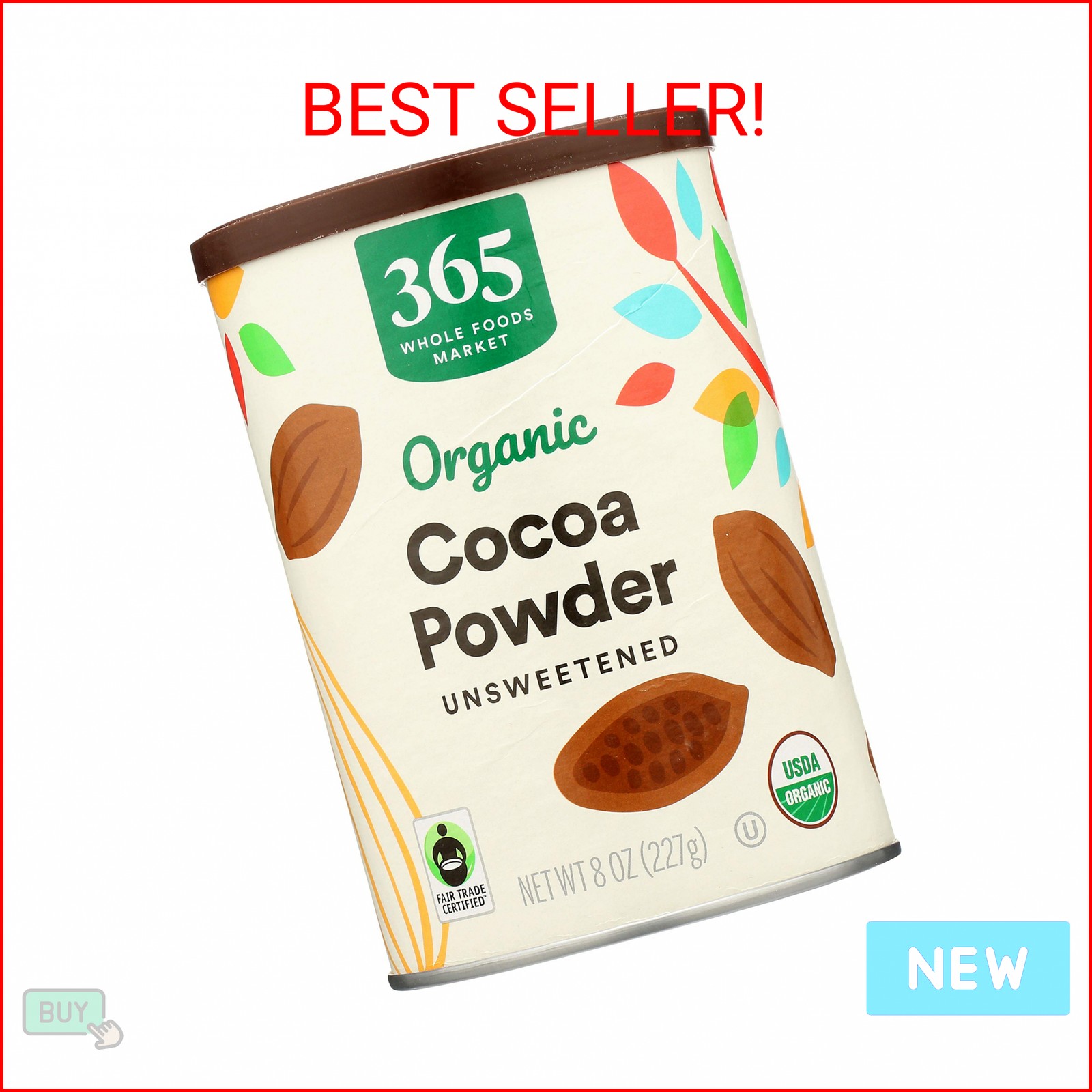 365 by Whole Foods Market, Organic Cocoa Powder, Unsweetened, 8 Ounce