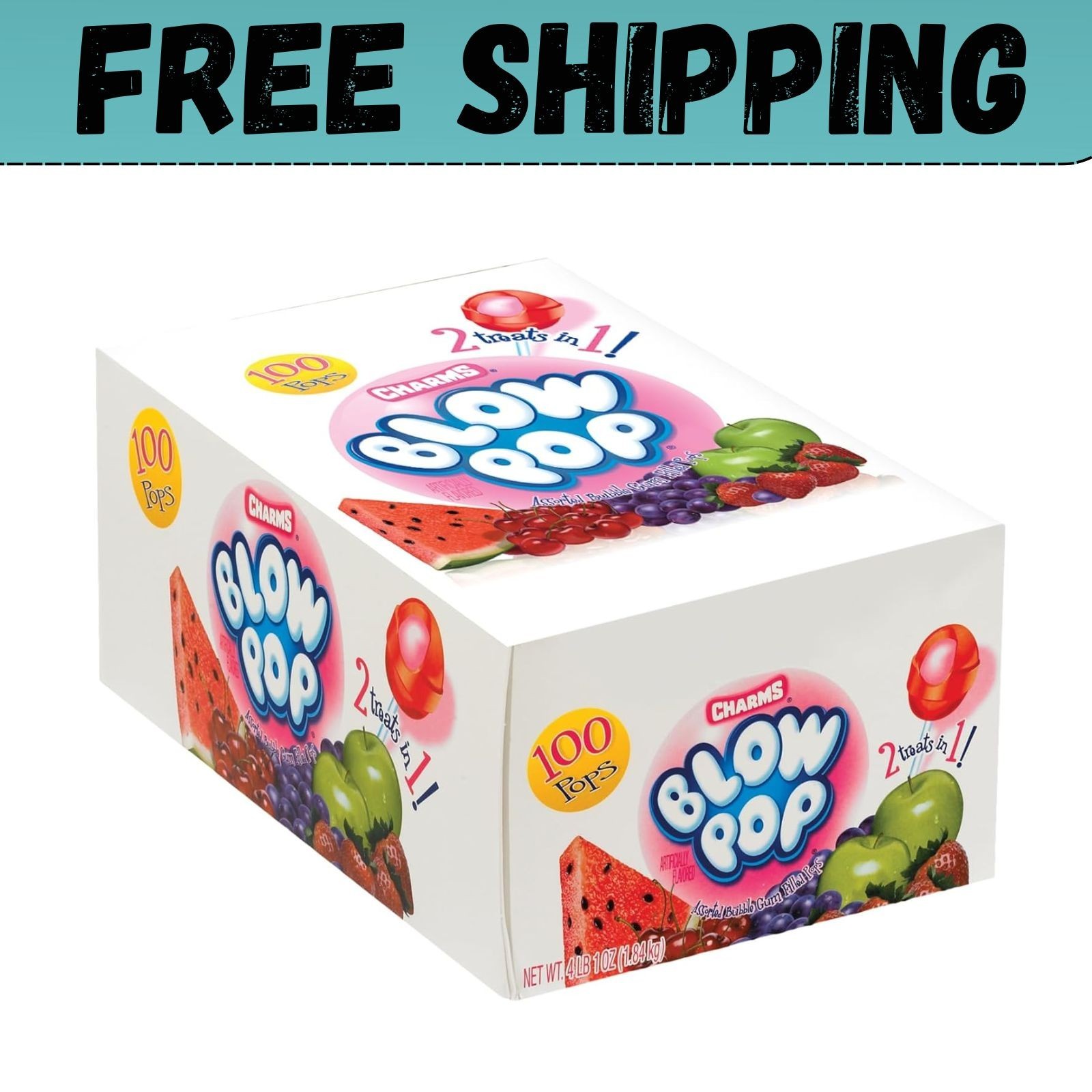 Charms Blow Pops, Assorted Flavors, 100-Count, 4lb 1oz Box