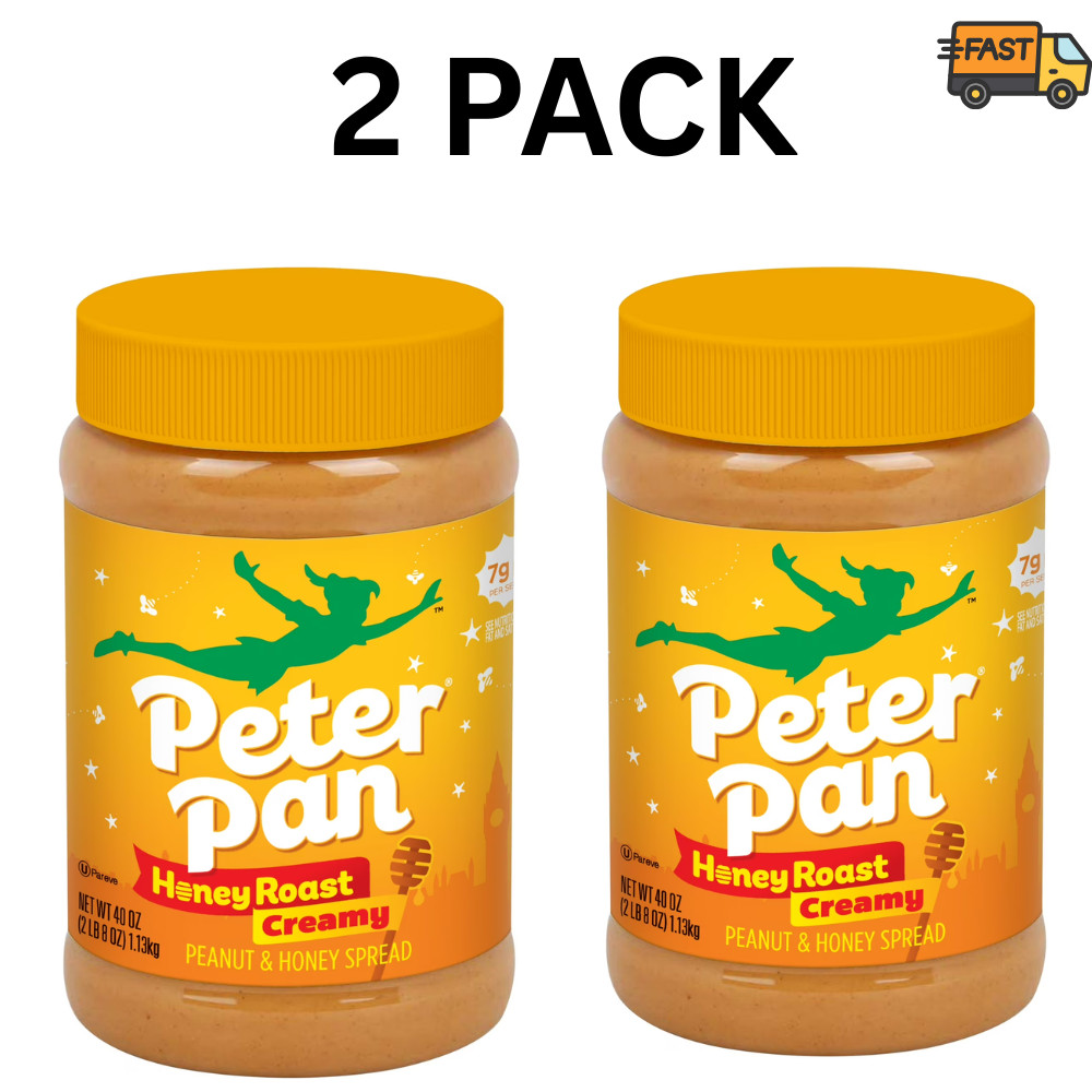 Peter Pan Honey Roasted Creamy Peanut Butter 40 oz Jar Pack of 2