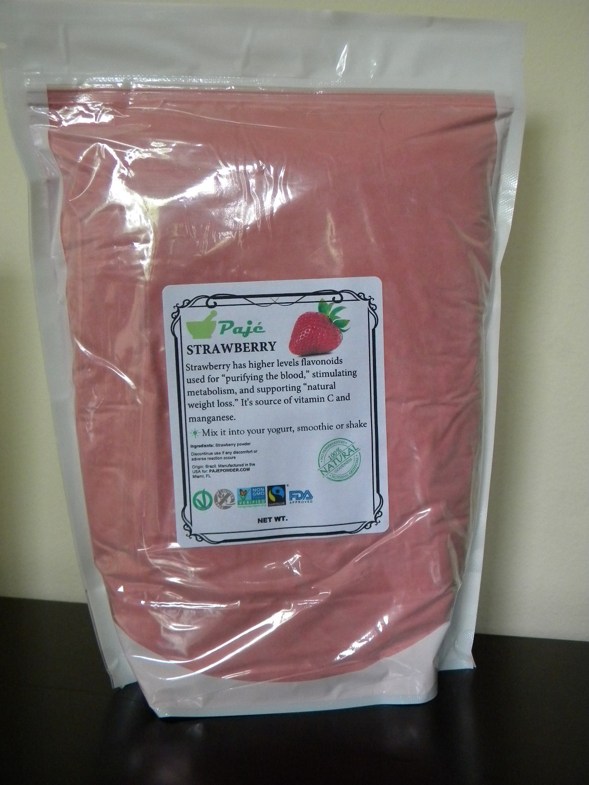 Strawberry powder 10lb – weight loss, vitC, flavor with no little seeds PAJE