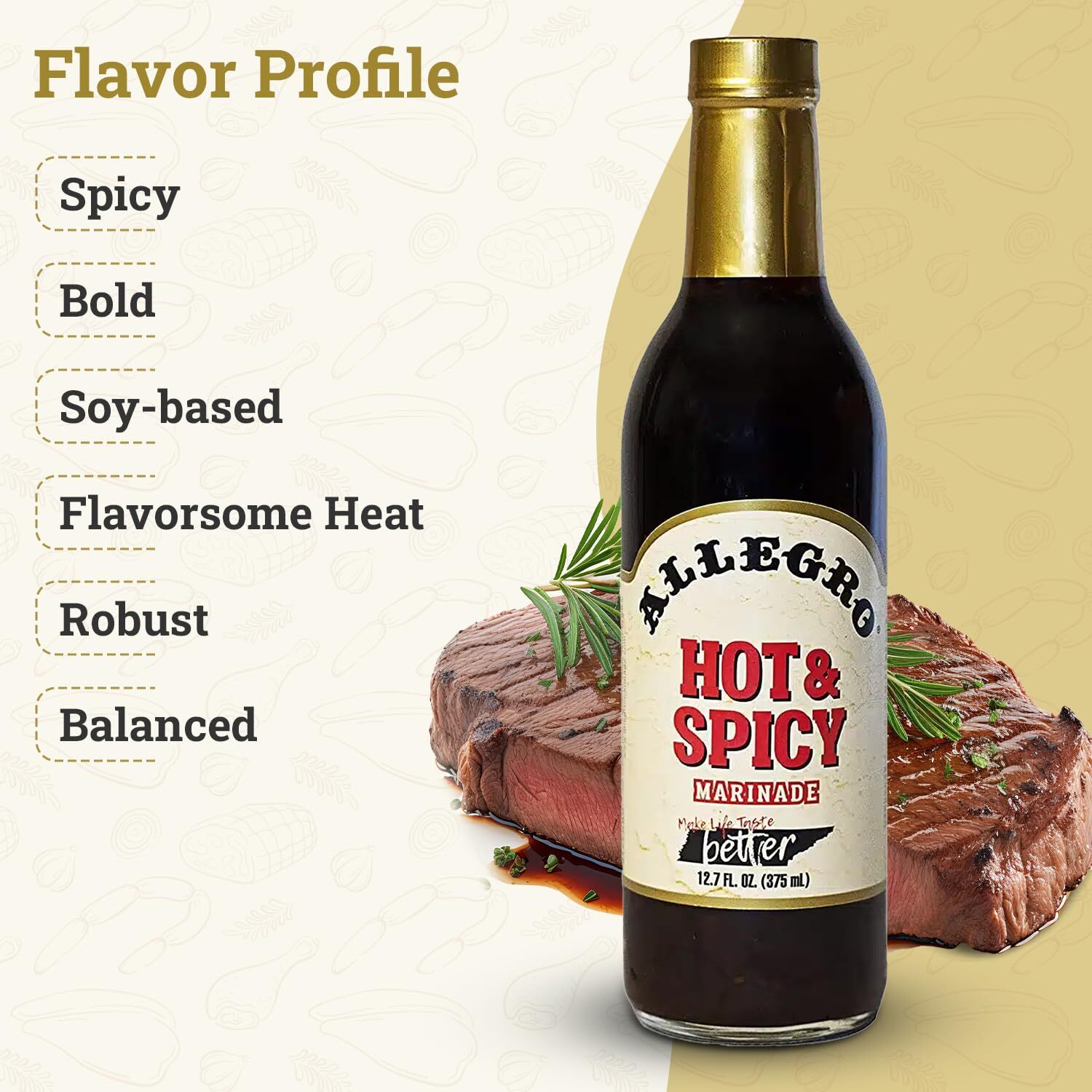 Allegro Hot Spicy Marinade 12.7 Fl Oz Pack of 4 Cajun Inspired Sauce