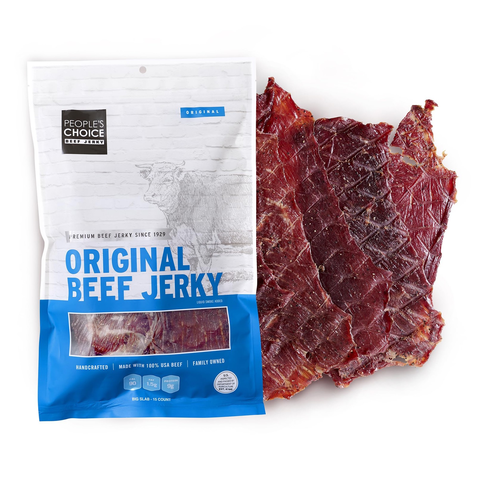 People’s Choice Beef Jerky – Original Big Slab – Whole 15 Count (Pack of 1)