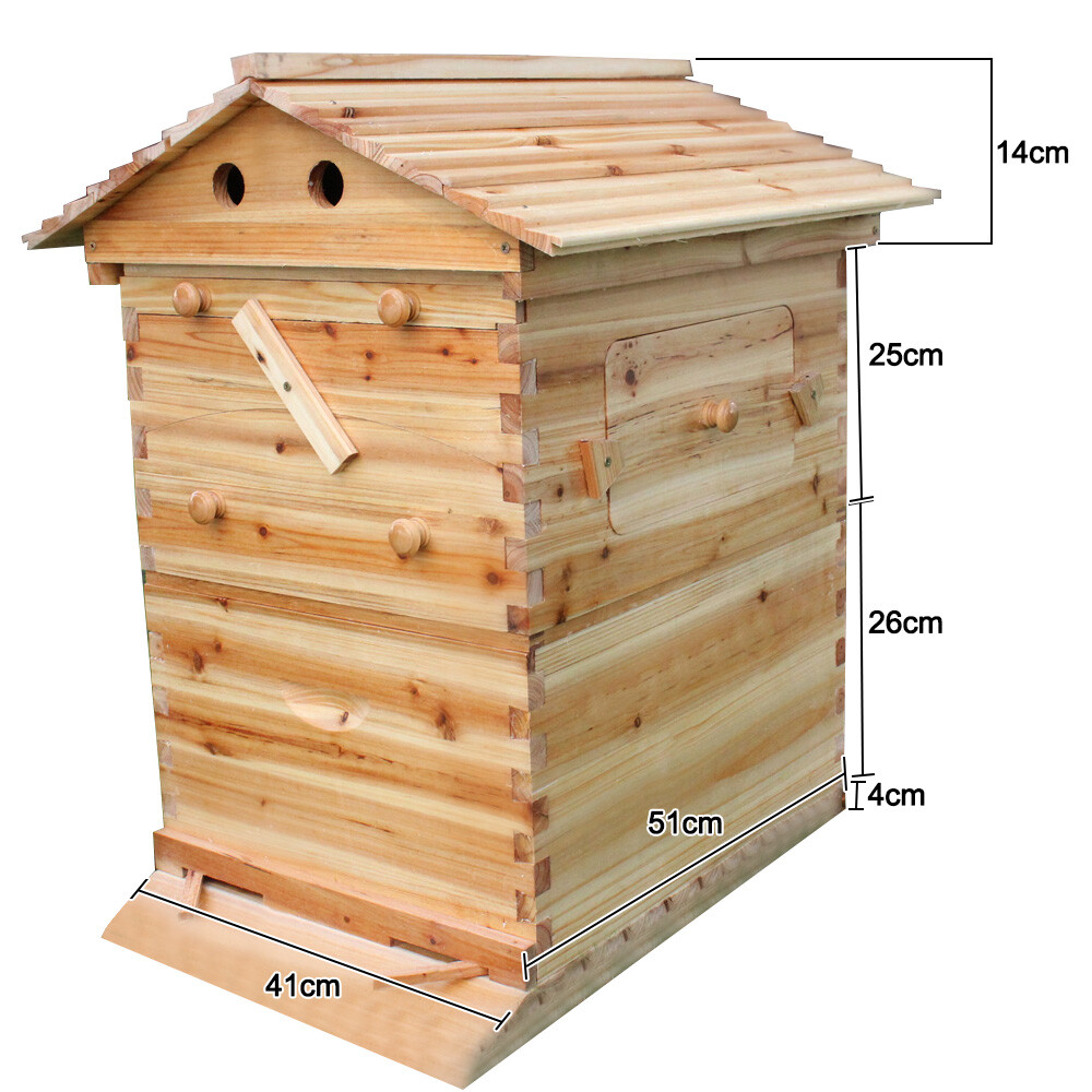 Fir Wooden Beekeeping Beehive House +7x Upgraded Auto Honey Bee comb Hive Frame