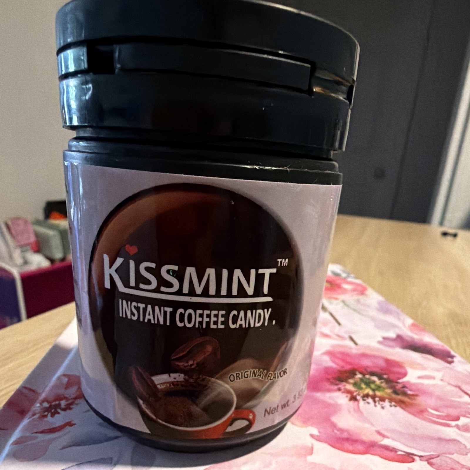 KISSMINT Instant Coffee Candy Hard Candy, Coffee Flavor, Jar, Contains Milk