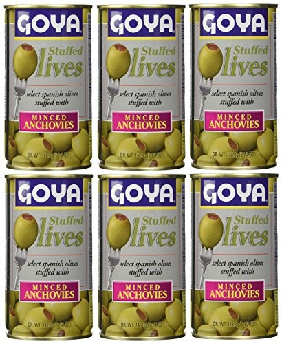 Goya Stuffed Olives Minced Anchovies 5.25 Ounces (Pack of 06)