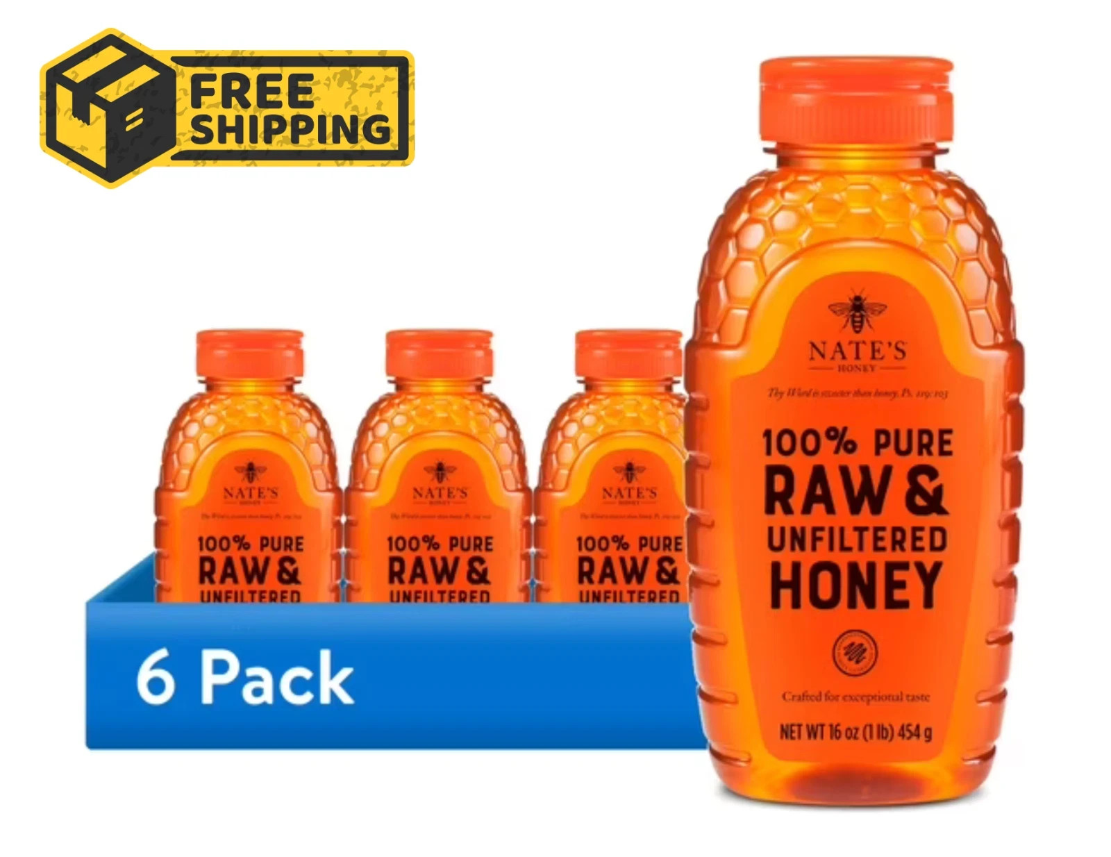 Nate’s Honey: 100% Pure, Raw and Unfiltered Honey – 16 fl oz Gluten-Free Honey