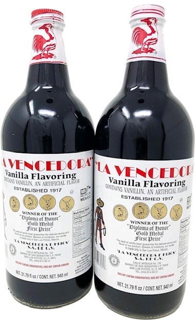 2 X La Vencedora Mexican Vanilla Glass Bottles 31oz Ea From Mexico