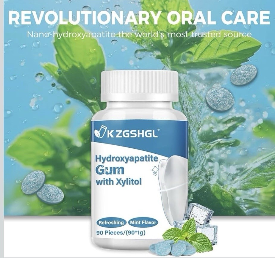 Remineralizing Gum with Nano-Hydroxyapatite & Xylitol, 90 Pieces, Good for Teeth