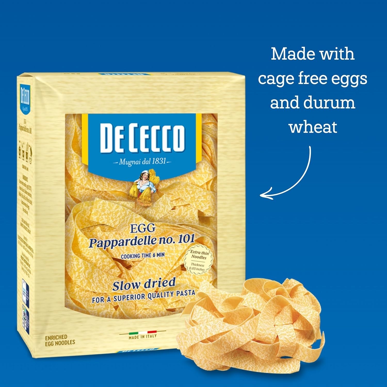 Pasta No. 101: Authentic Italian Egg Pappardelle, 8.8 Oz – Tradition Since 1886