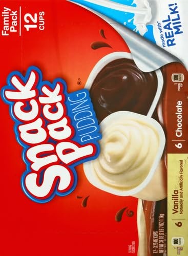 Snack Pack Chocolate and Vanilla Pudding Cups 3.25 Ounce (Pack of 12), Yellow