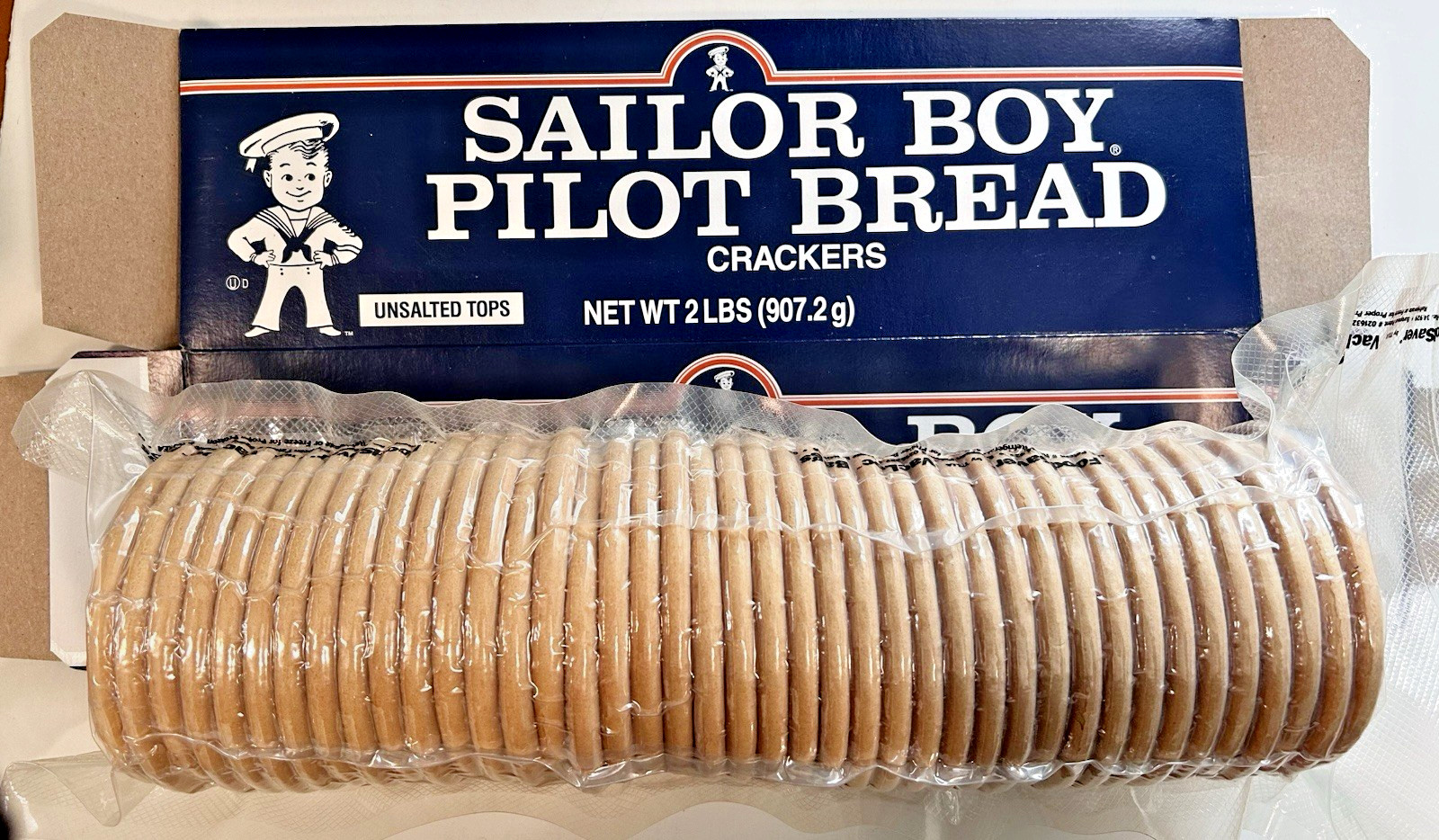VACUUM SEALED! Sailor Boy Pilot Bread Crackers – 2 Lb Box (38-40 Crackers)