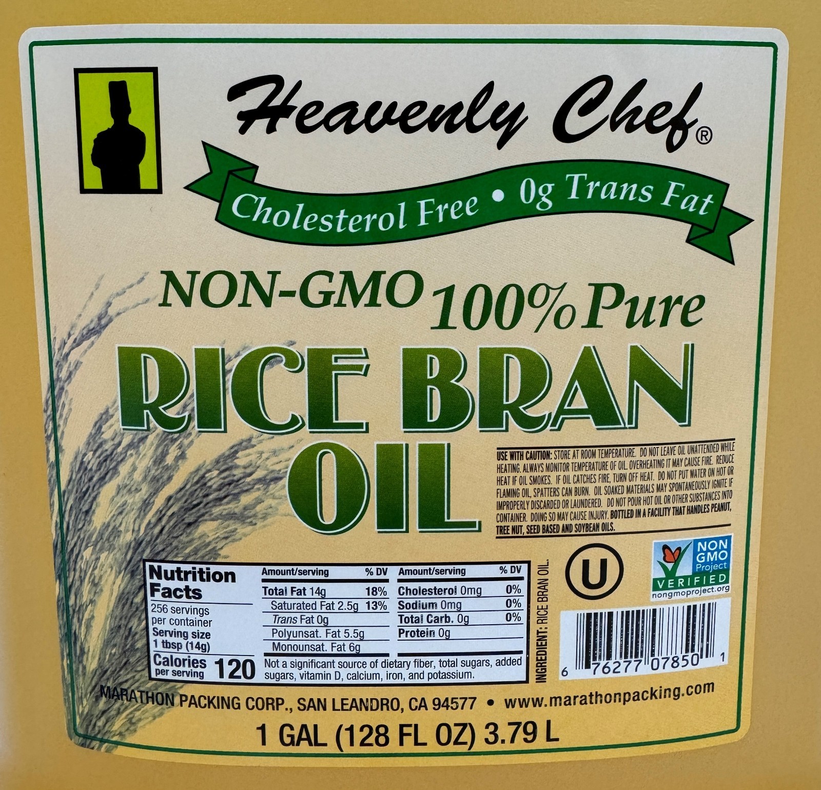 Rice Bran Oil – 1 GALLON – Ideal for Cooking, Baking & Frying