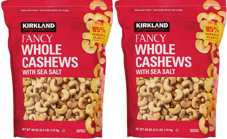 2 x Kirkland Signature Whole Fancy Cashew Nuts 40 OZ 2.5 LB/Pack