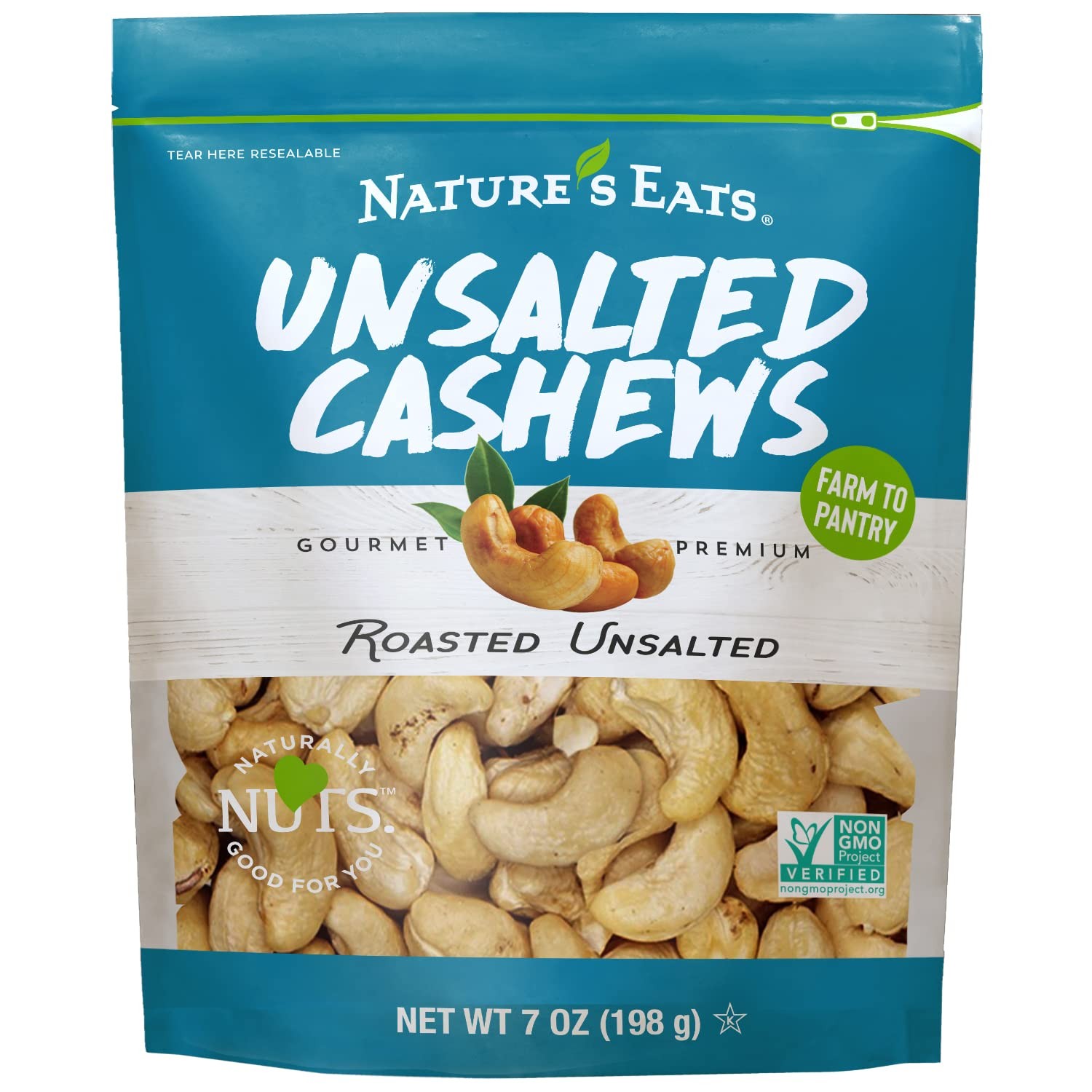 Nature’s Eats Cashews Roasted No Salt, 7 Oz 7 Ounce (Pack of 1)