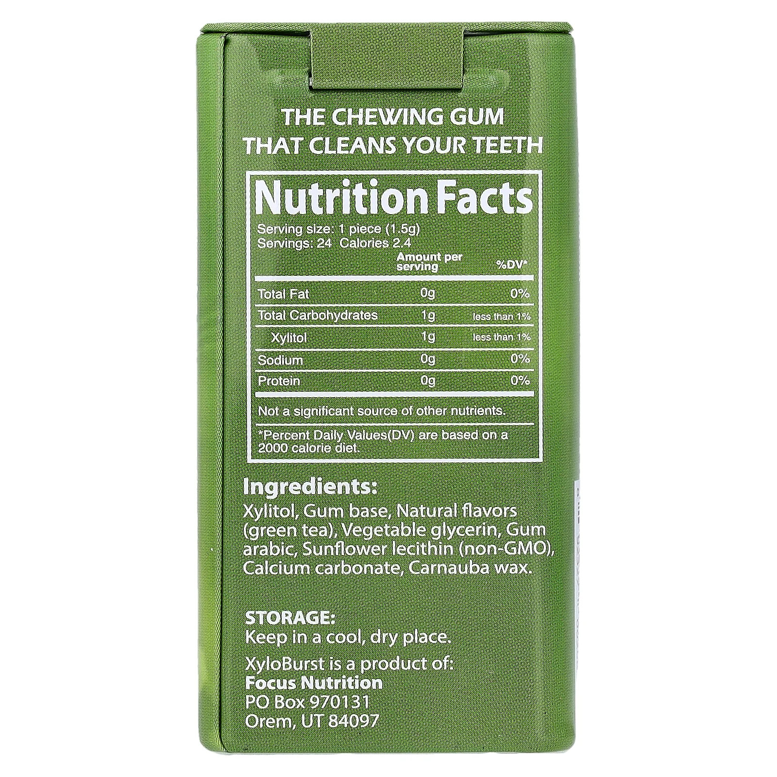 Xylitol Gum, Green Tea, 25 Pieces