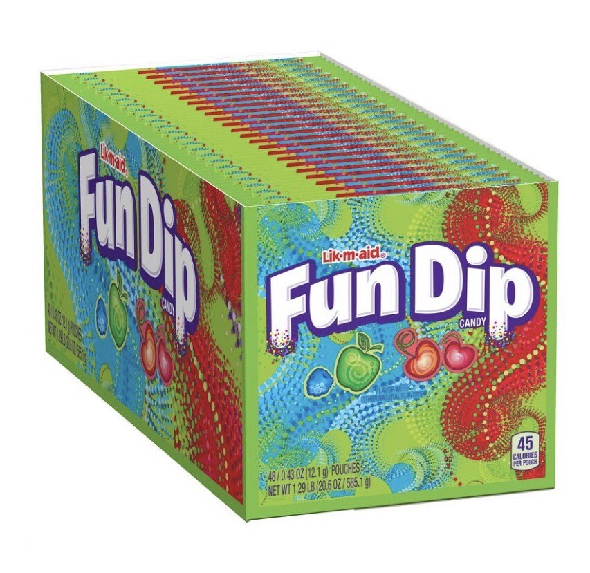 Fun Dip Candy Sticks 2 Flavor Bulk Pack, 48 Pack Cherry Yum Diddly Dip and Razza