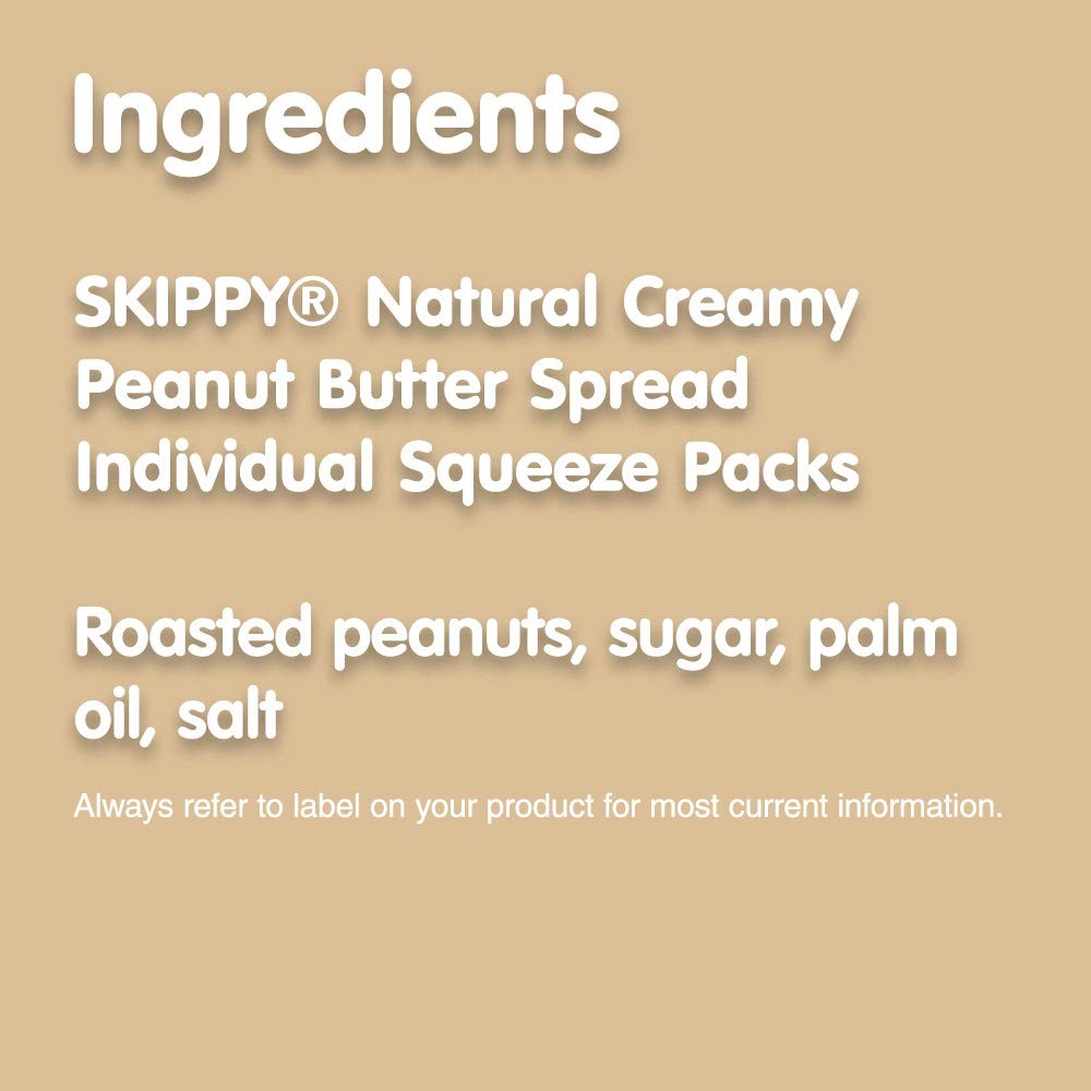 Skippy Individual Natural Creamy Peanut Butter Squeeze Packs 1.15 Ounce 8 Count