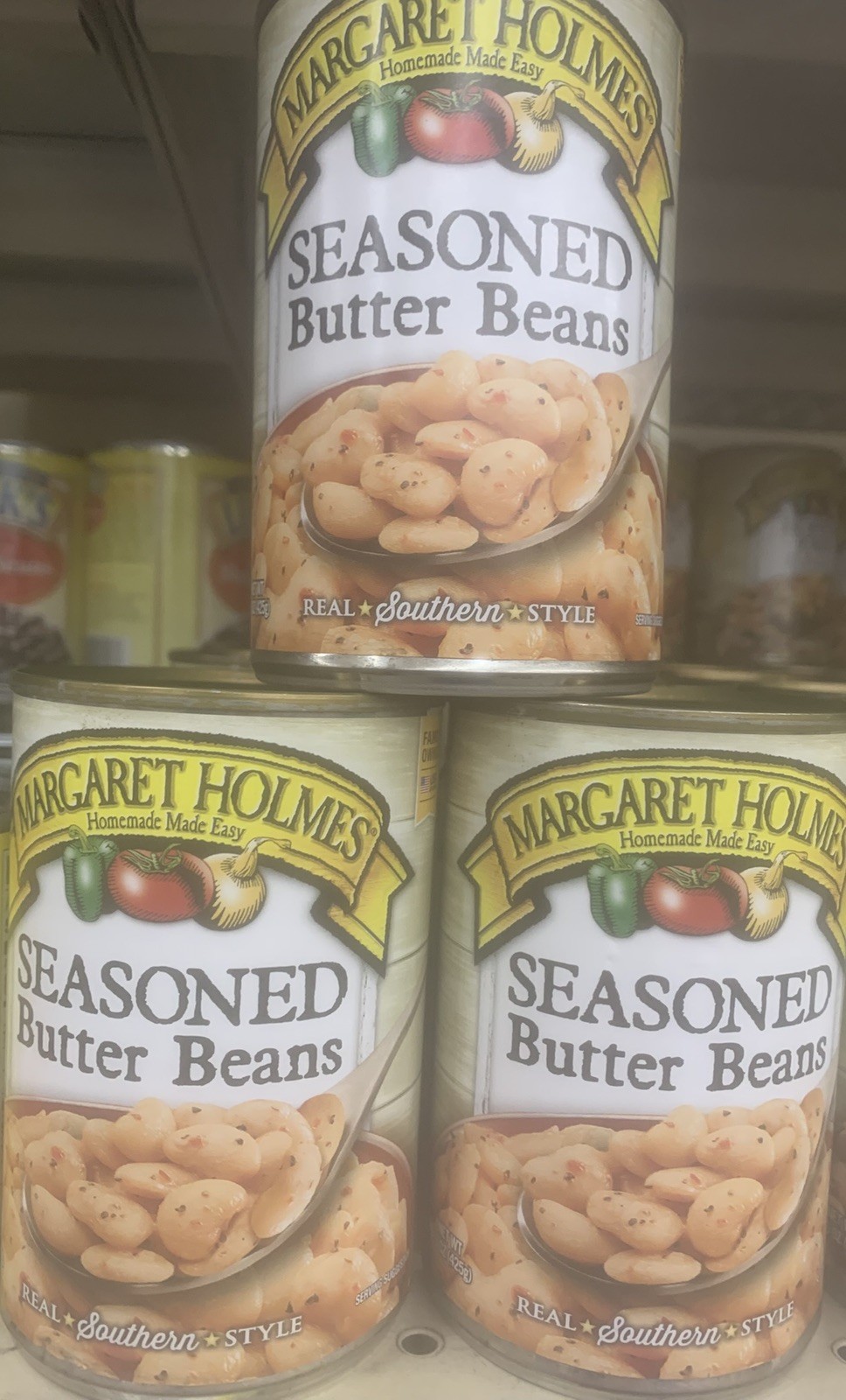 3~ 15 Oz Cans Margaret Holmes Seasoned Butter Beans