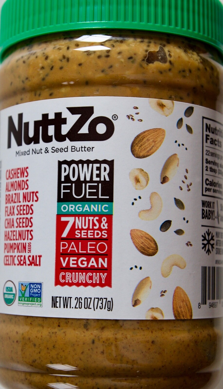 NuttZo Organic Mixed Nut & Seed Butter Crunchy Paleo, 26 Ounce
