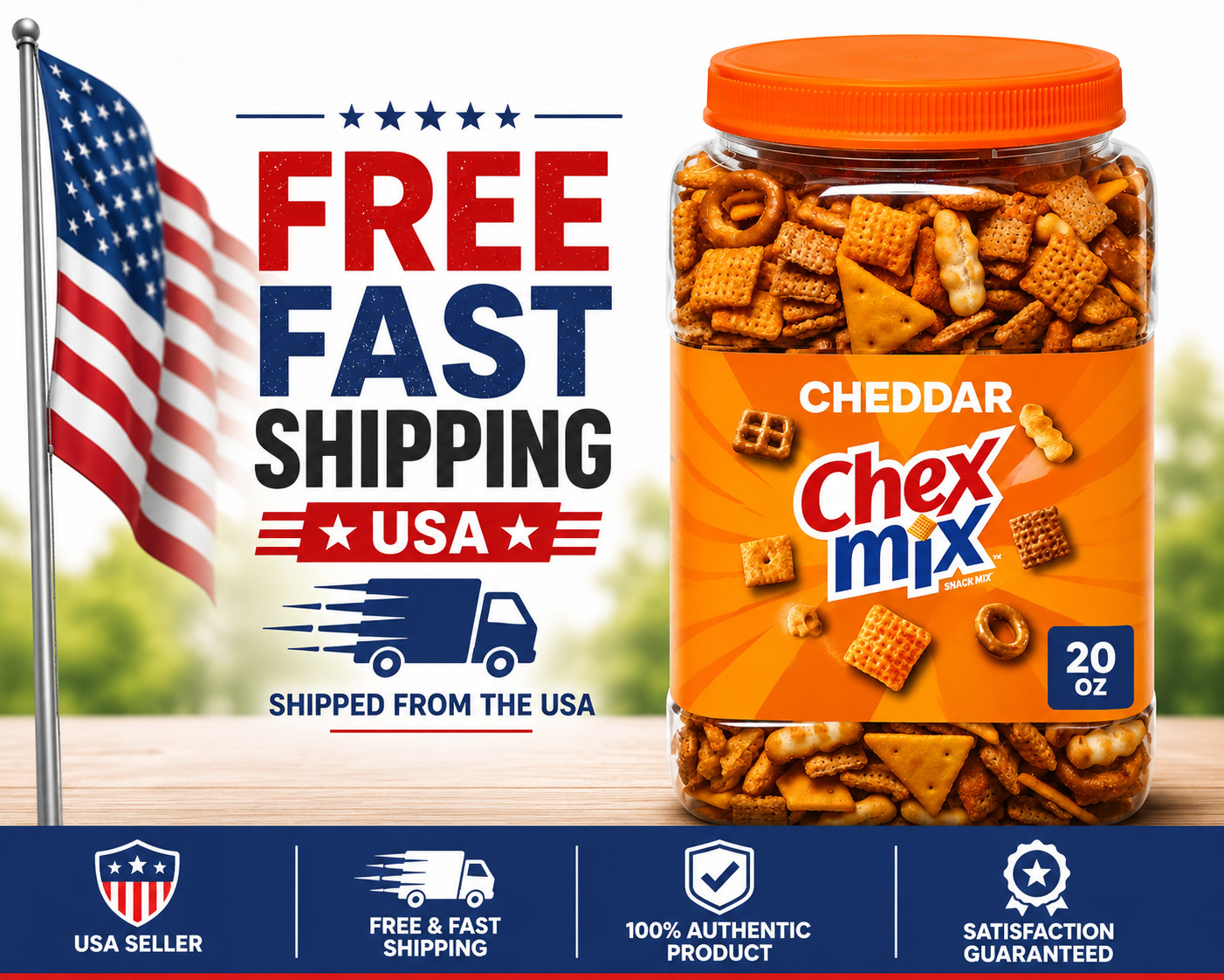 Chex Mix Cheddar Snack Mix, Salty Snacks Tub, 20 oz
