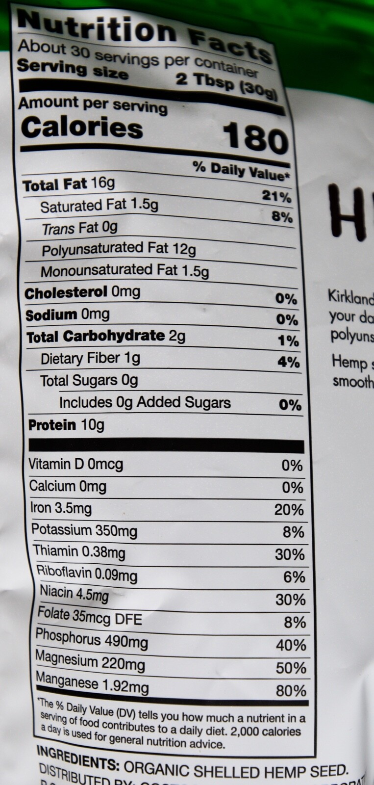 Kirkland Signature USDA Organic Hemp Hearts Shelled Seeds, 32 Ounce