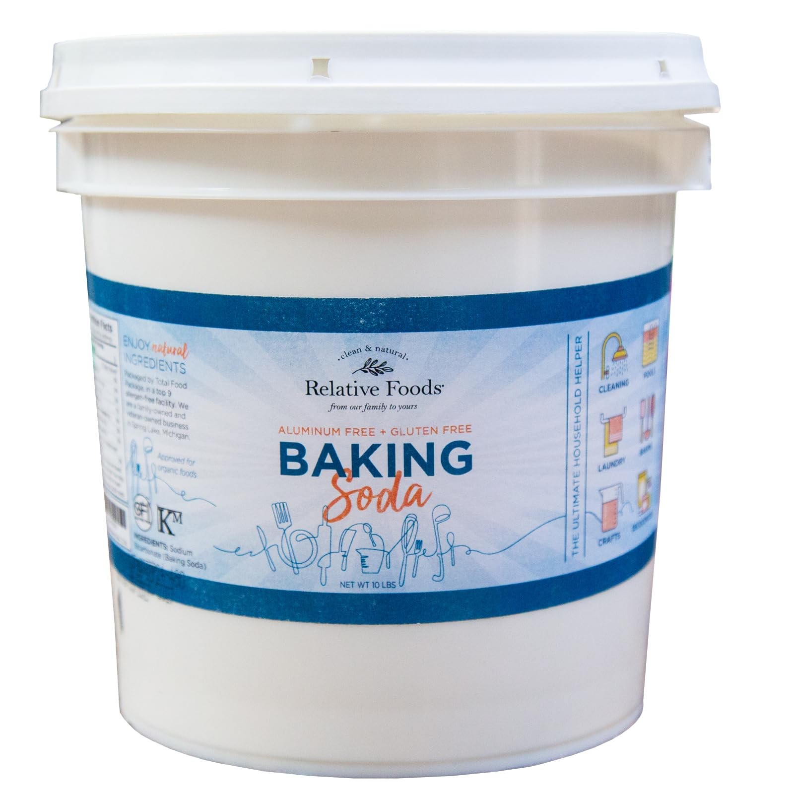 Baking Soda Pure Natural Food Grade Sodium Bicarbonate 10 LB Pail Cooking Cleani