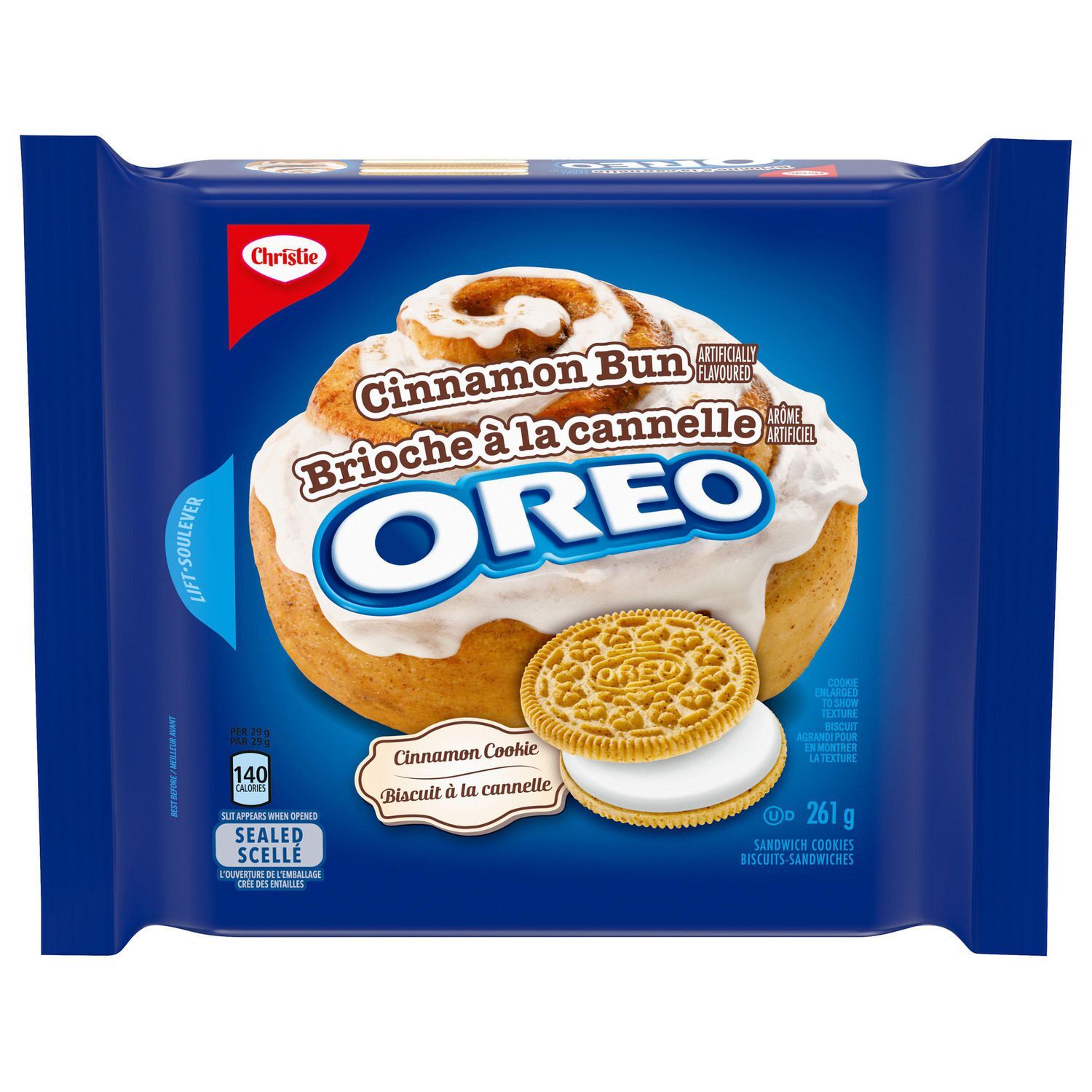 2 packs of Christie, Oreo Cinnamon Bun Cookies Resealable Pack 261g Each