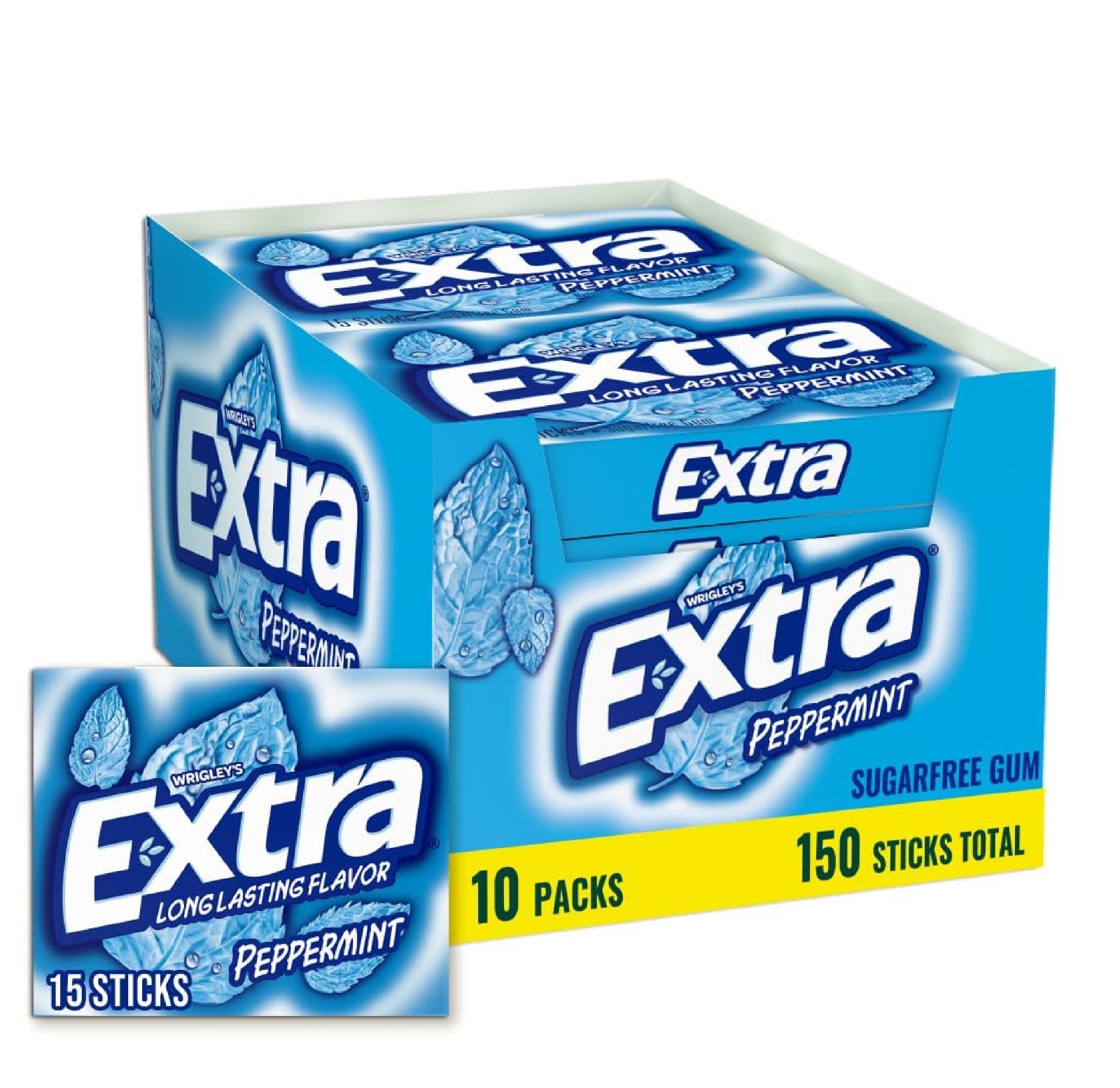 EXTRA Gum Peppermint Chewing Gum Bulk, Individually Wrapped, Perfect for Fresh