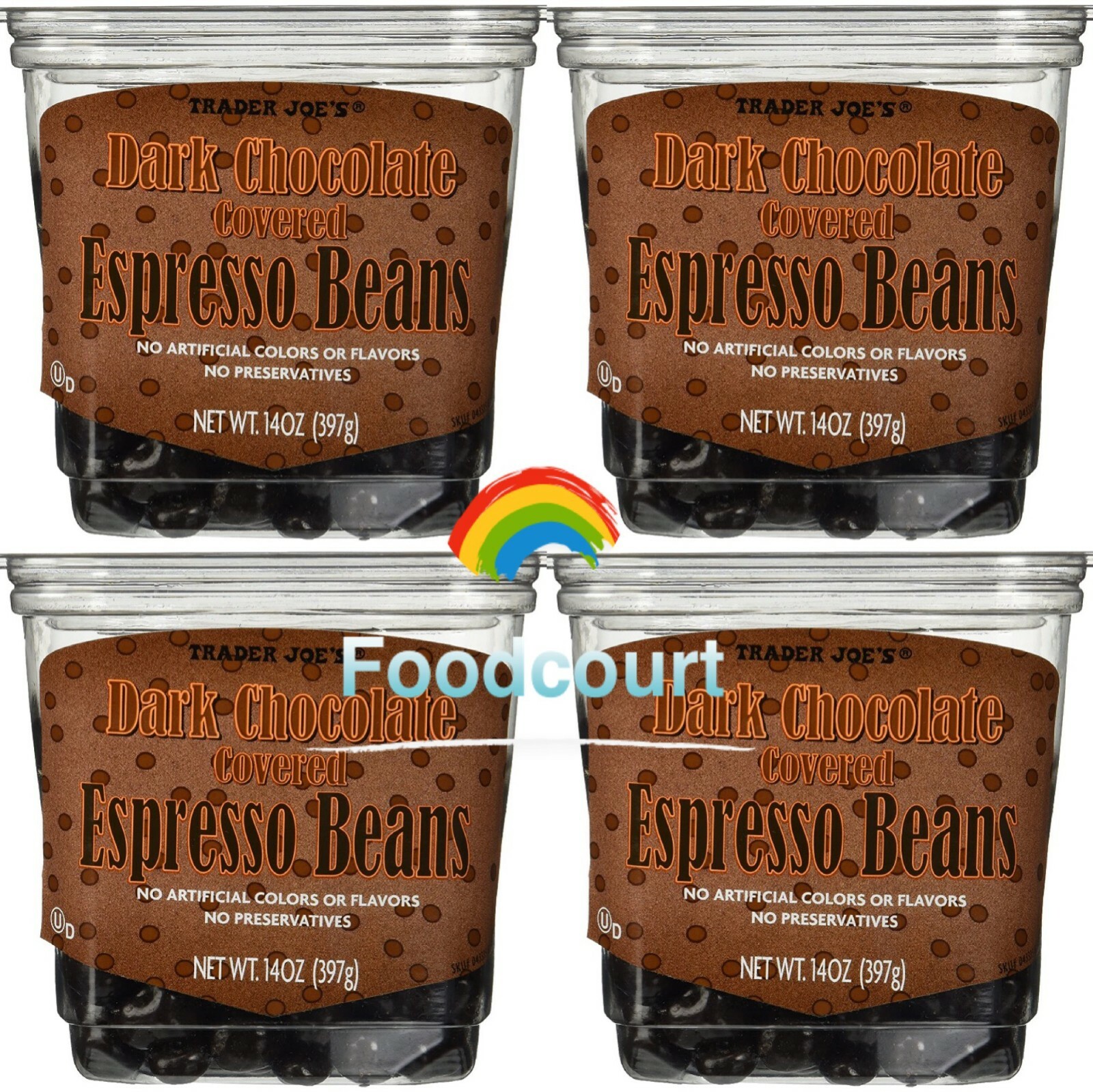 4 Packs Trader Joe’s Dark Chocolate Covered Espresso Beans 14 oz Each Pack