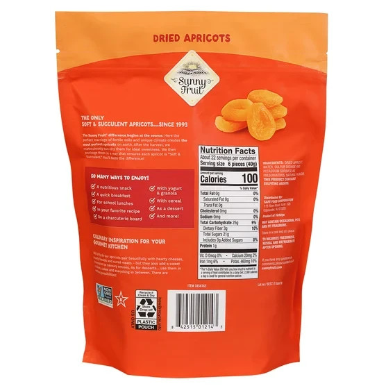 4-Pack Sunny Fruit Soft Dried Apricots, 32 Oz Each