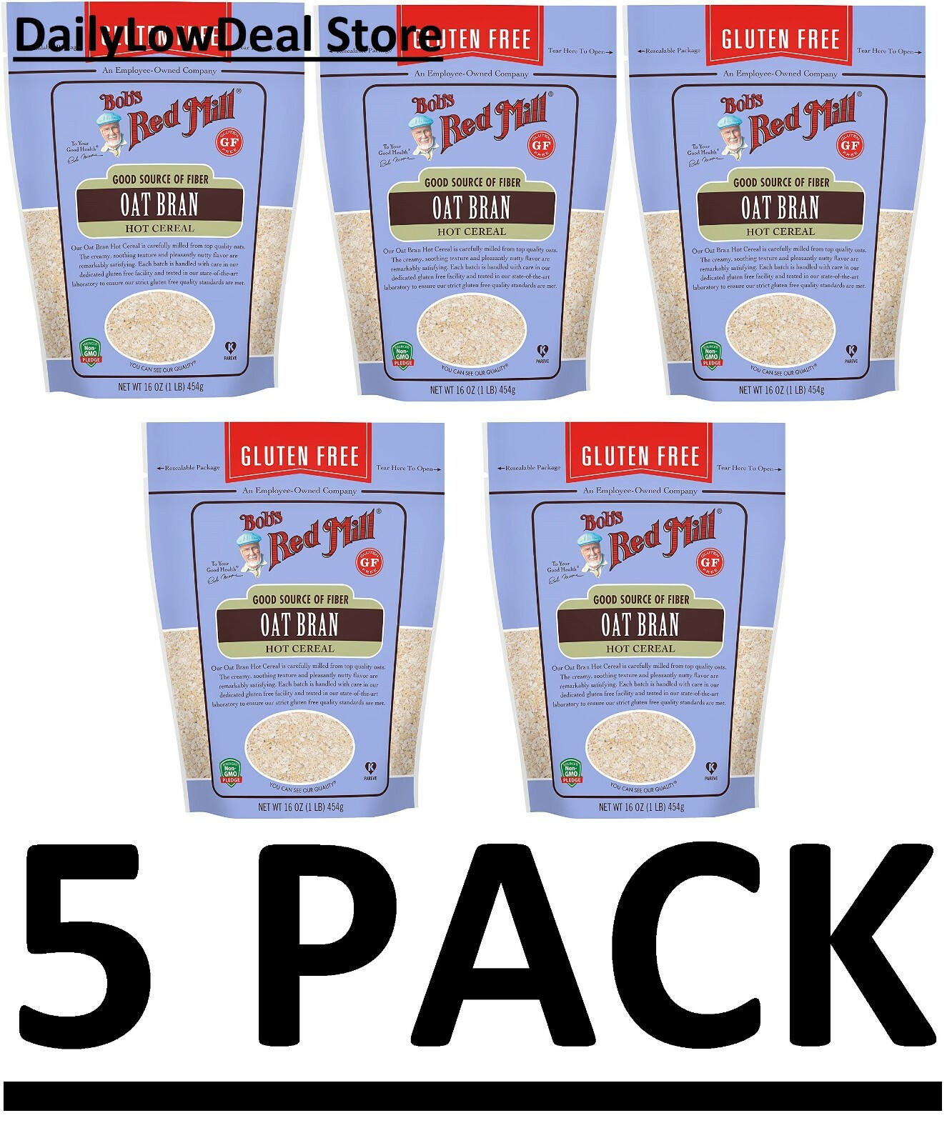5 PACK – Bob’s Red Mill Gluten Free Oat Bran Hot Cereal 16 oz EXP: 10/2024