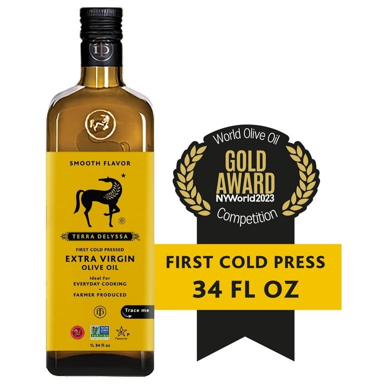 Terra Delyssa Smooth Extra Virgin Olive Oil Non-GMO Kosher 34 fl oz